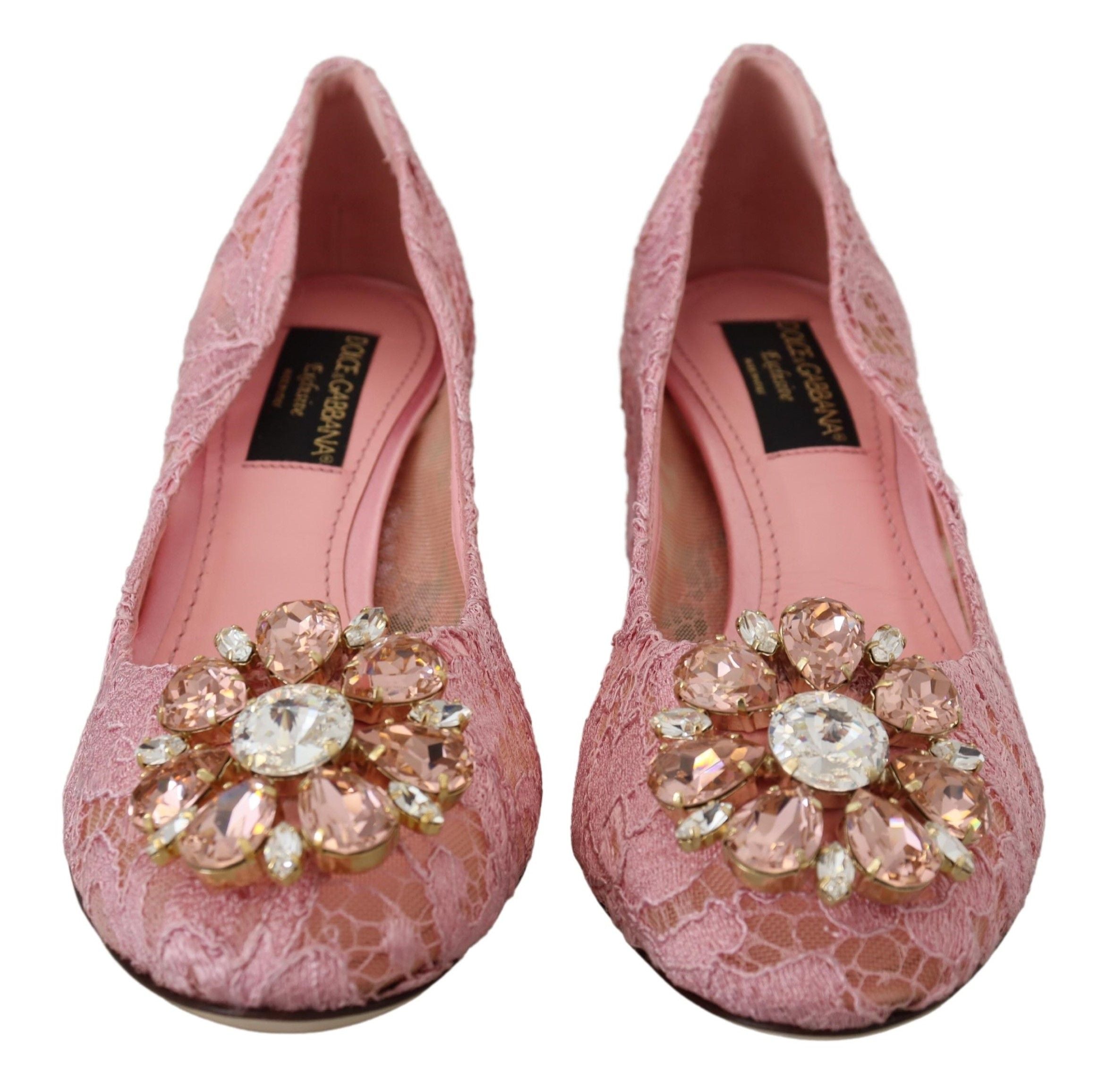 Dolce & Gabbana Rosa Taormina Spitze Kristall Pumps Pastell Schuhe