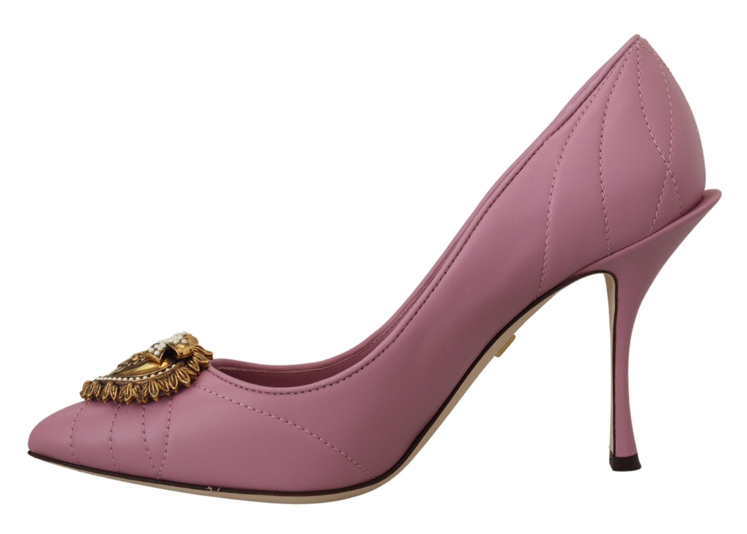 Dolce & Gabbana Rosa Leder Herz DEVOTION Heels Pumps Schuhe