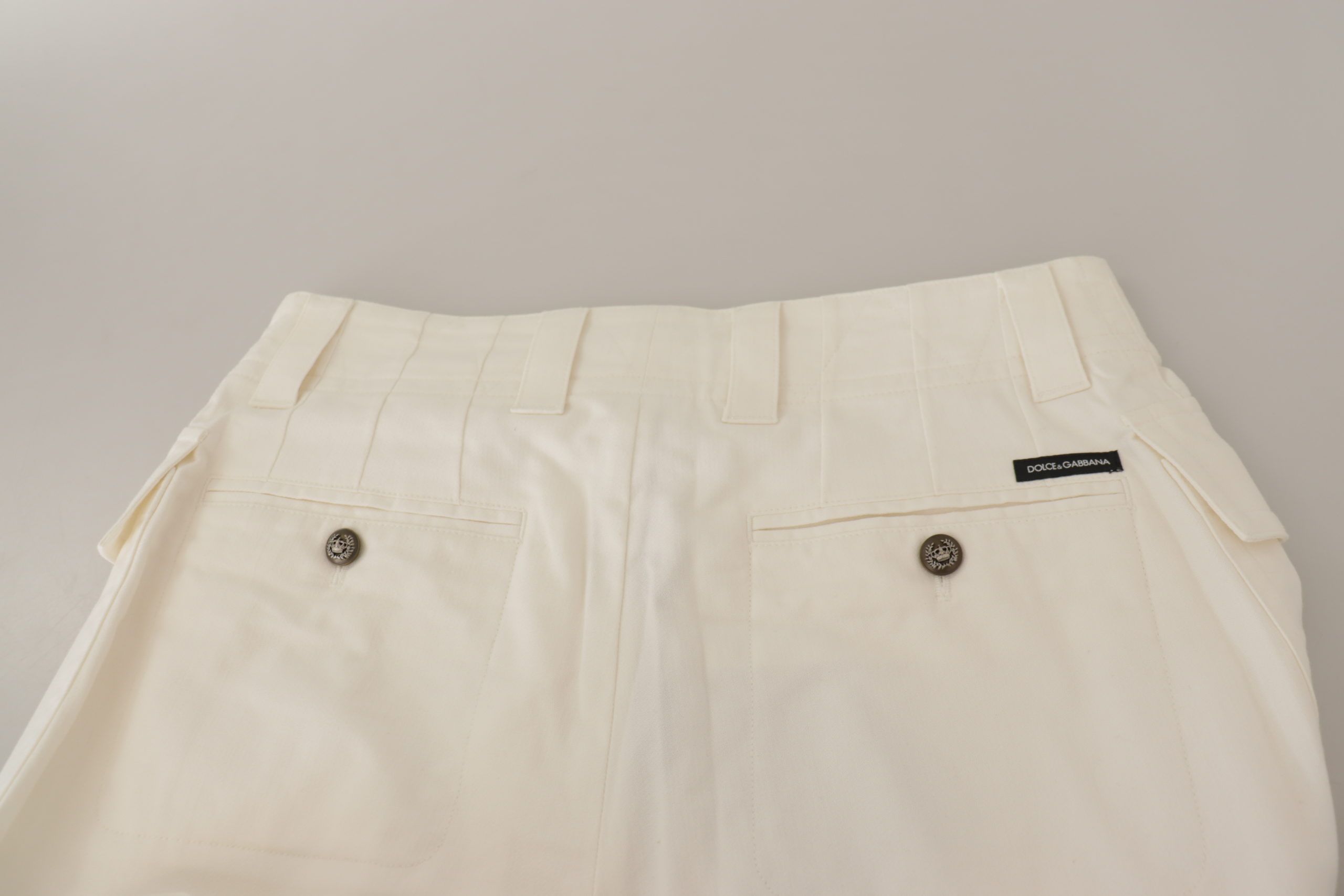 Dolce & Gabbana Weiße konisch zulaufende Damen Baumwollhosen mit hoher Taille
