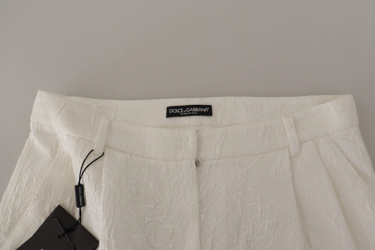 Dolce & Gabbana Weiße Culotte-Baumwollshorts mit hoher Taille