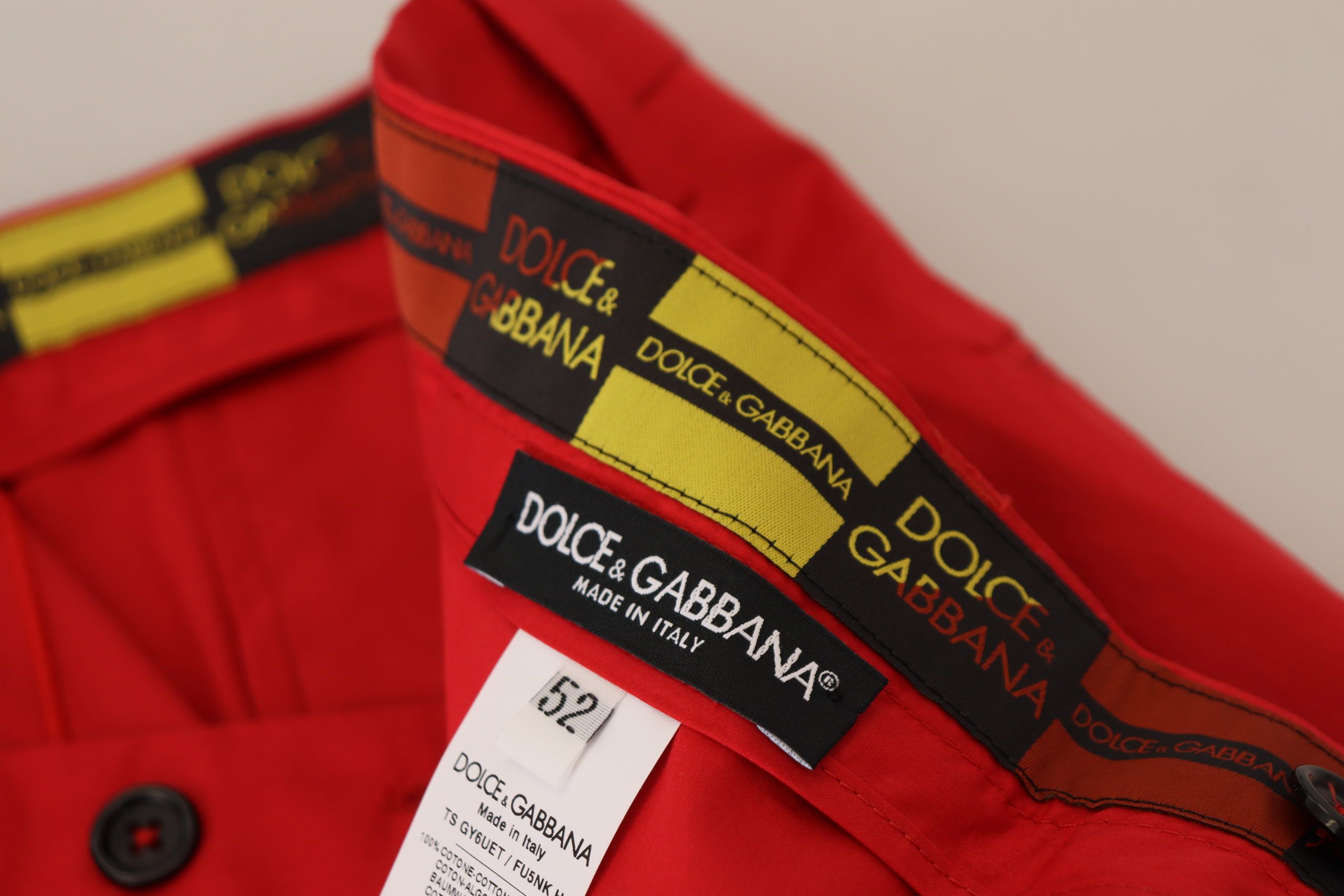 Dolce & Gabbana Rot Baumwolle Slim Fit Hose Chinos Hose