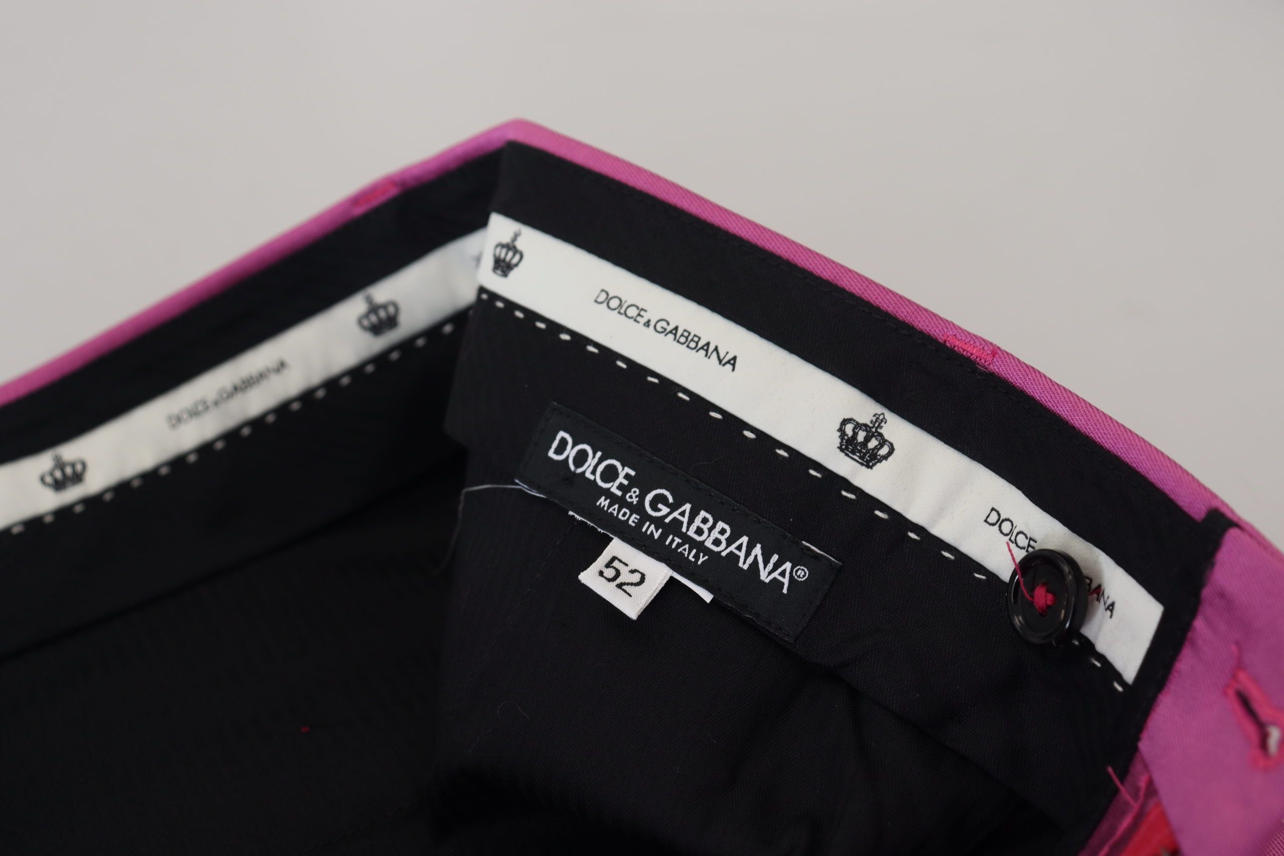 Dolce & Gabbana Rosa Seide Schlanke Hose Kleid Formelle Hose