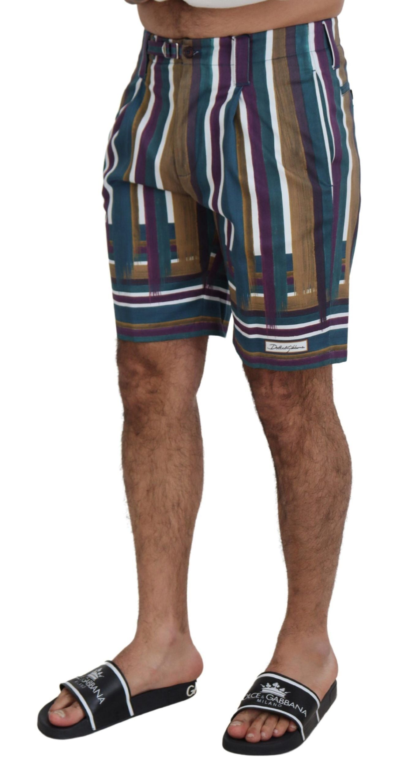 Dolce & Gabbana Mehrfarbig gestreifte Shorts aus Stretch-Baumwolle