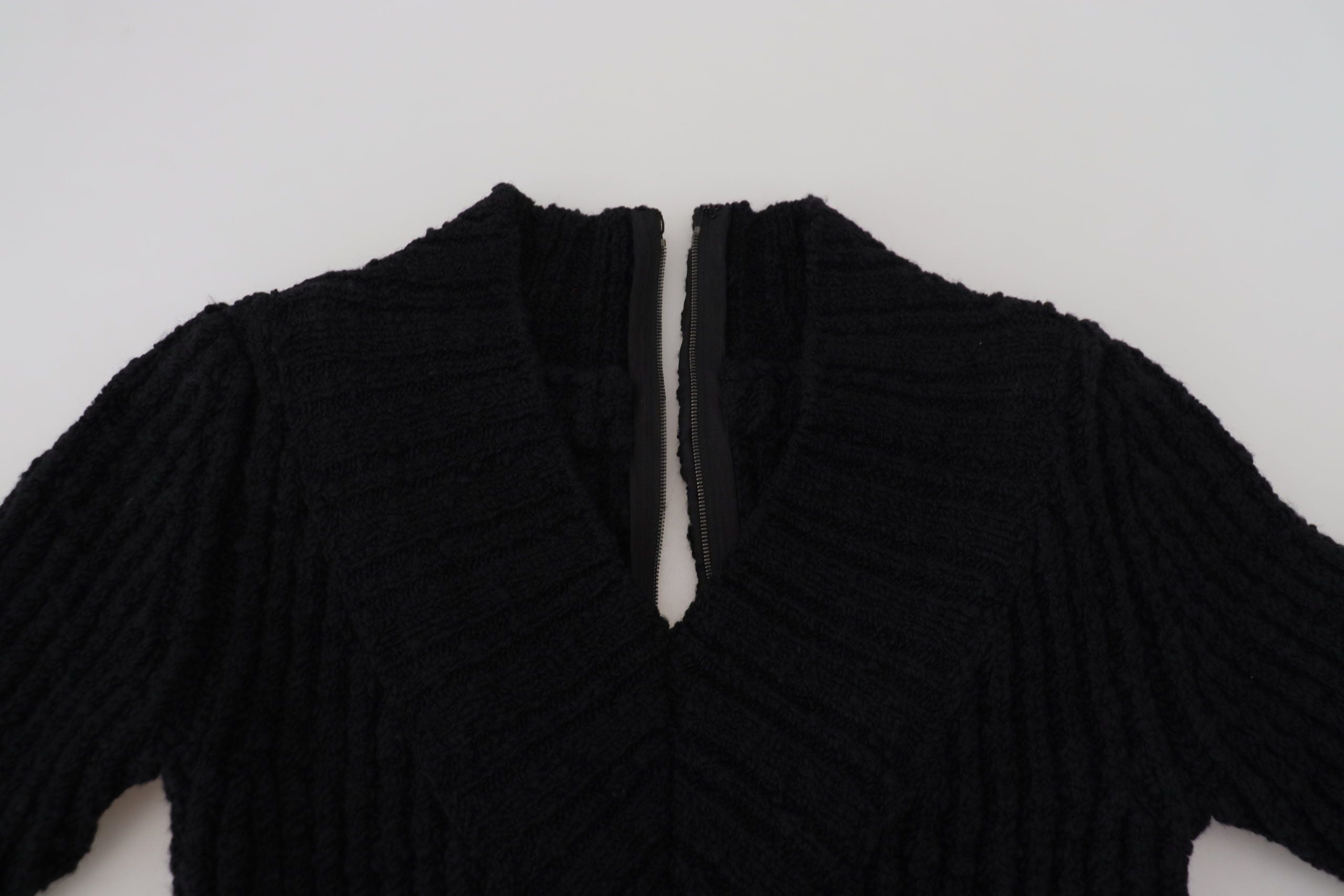 Dolce & Gabbana Schwarzes Strickpulloverkleid aus Wolle