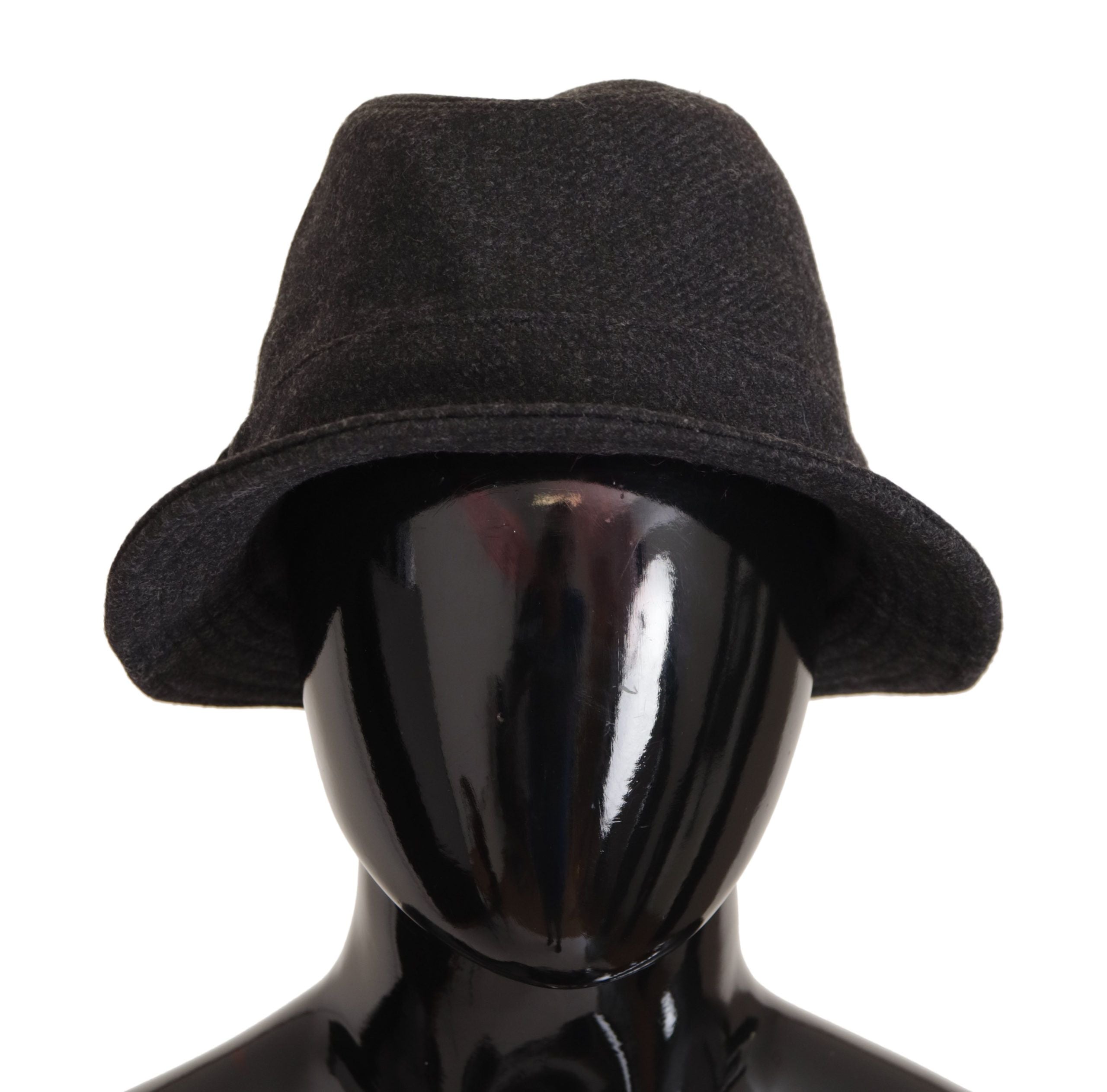 Dolce & Gabbana Grauer Schurwolle Logo Fedora Trilby Cappello Hut