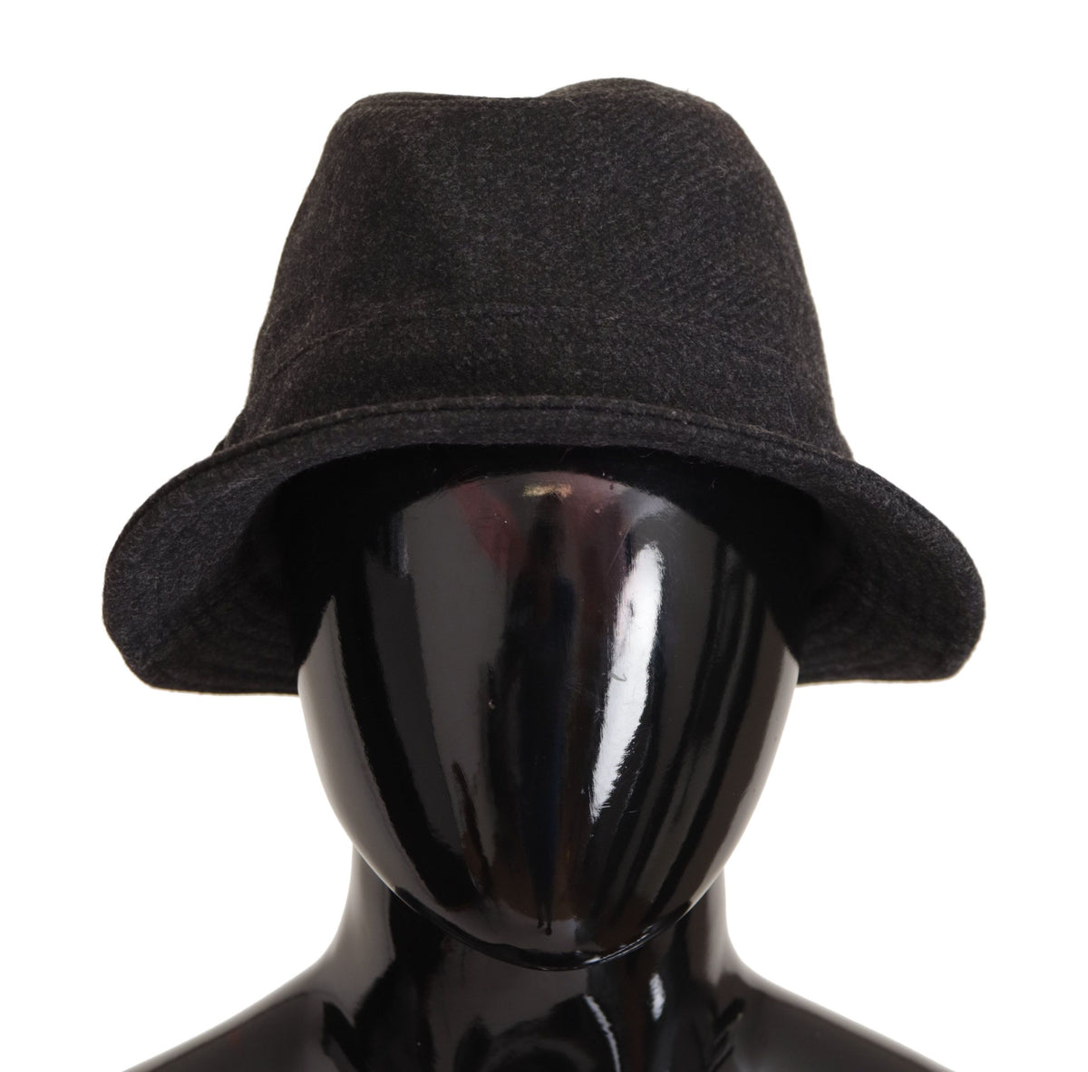 Dolce & Gabbana Grauer Schurwolle Logo Fedora Trilby Cappello Hut