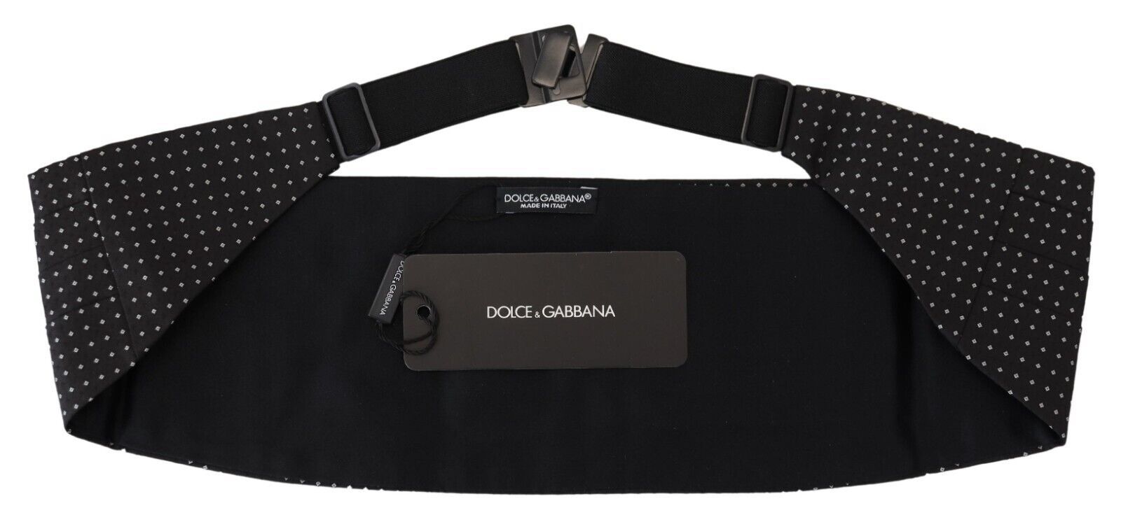 Dolce & Gabbana Schwarzer gepunkteter breiter Taillengürtel für Männer Cummerband