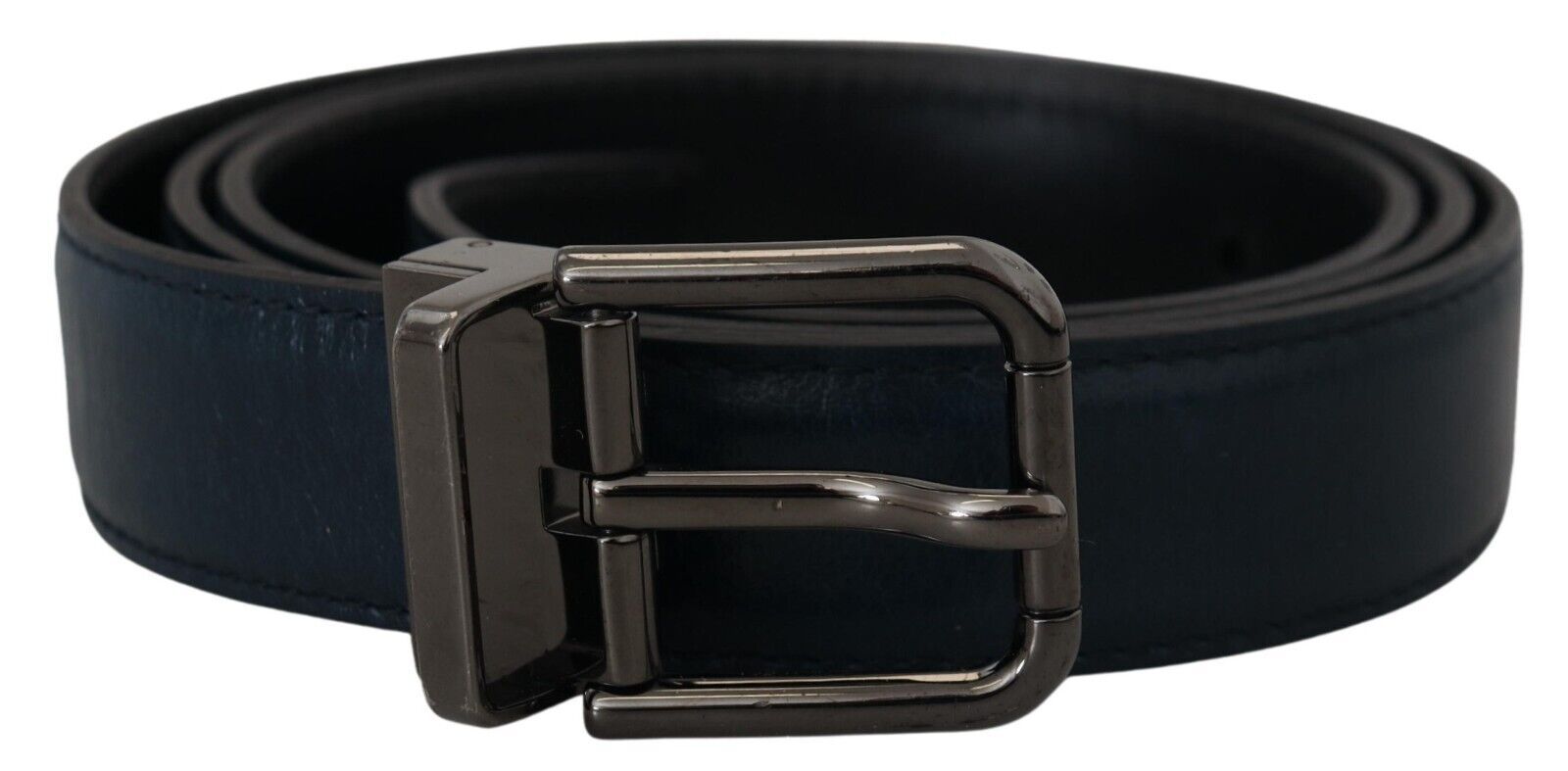 Dolce & Gabbana Blauer Leder Silber Metallschnalle Vintage Gürtel
