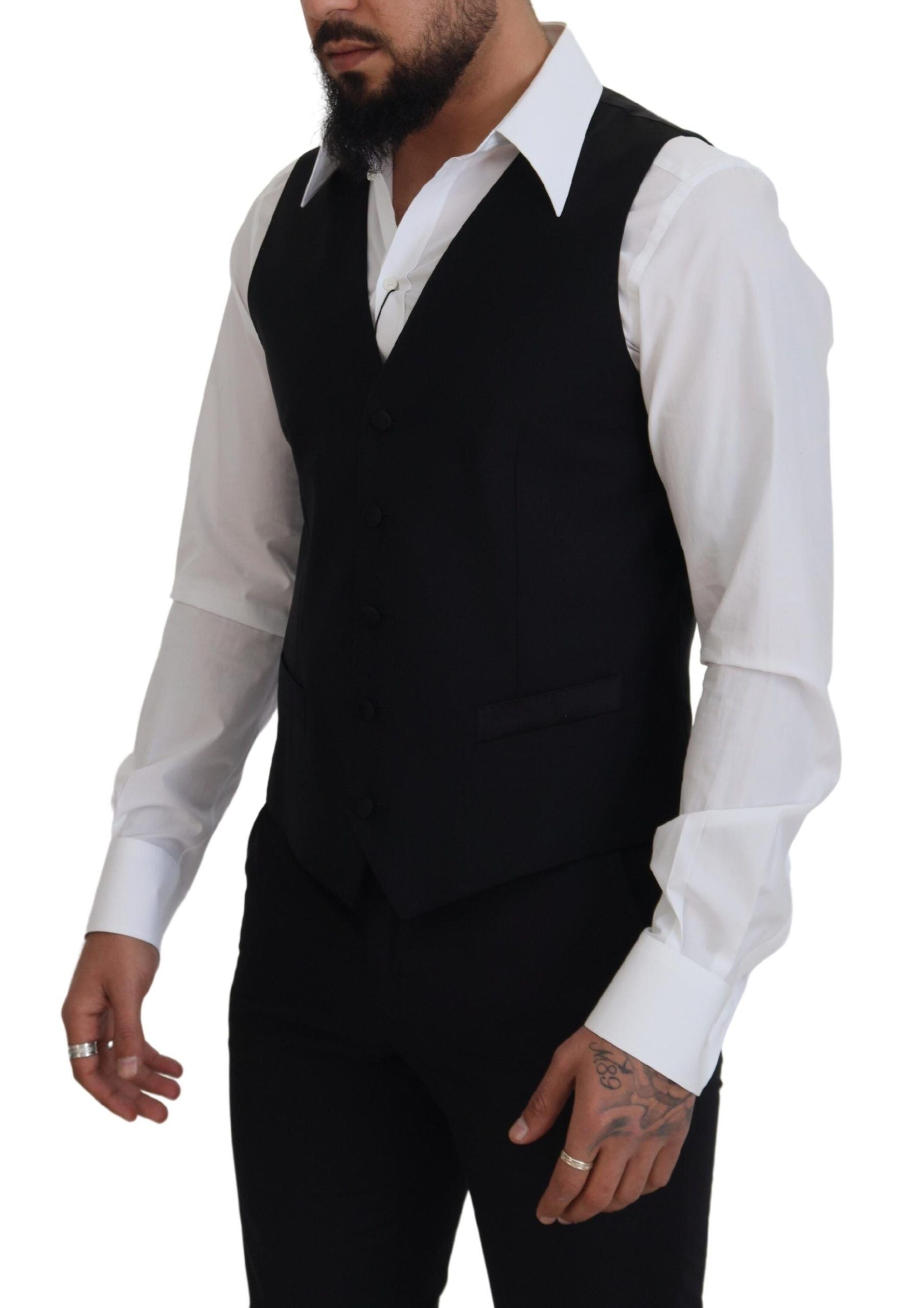 Dolce & Gabbana Schwarze Schurwollweste Formelle Anzugsweste