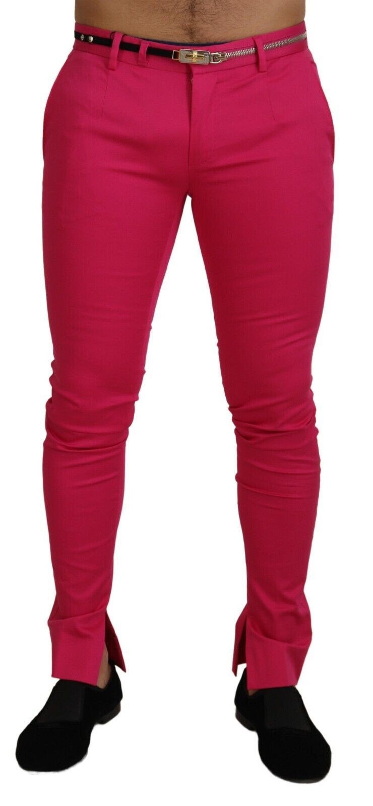 Dolce & Gabbana Rosa Reißverschluss Schnalle Taille Hose Hose