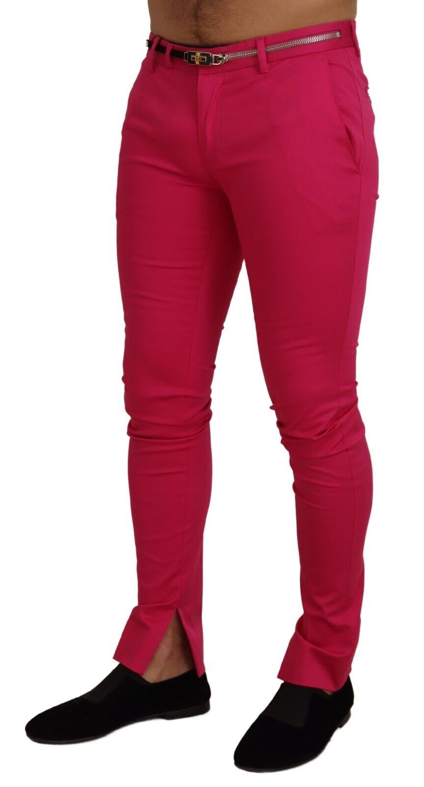 Dolce & Gabbana Rosa Reißverschluss Schnalle Taille Hose Hose