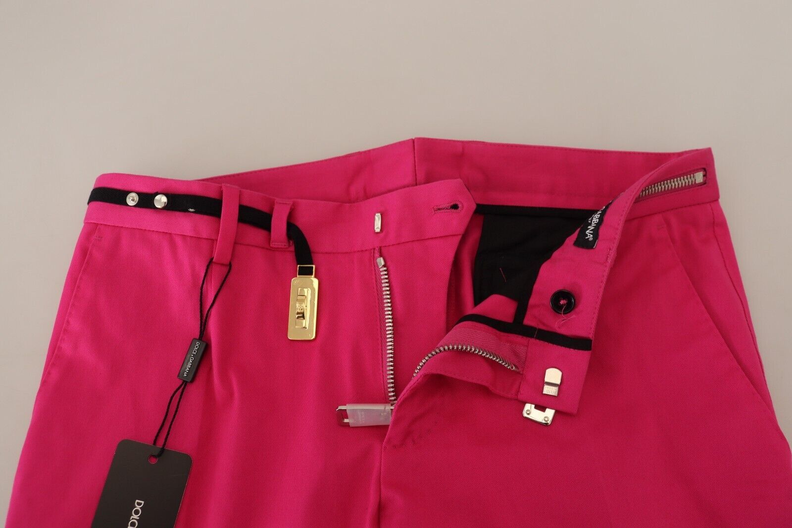 Dolce & Gabbana Rosa Reißverschluss Schnalle Taille Hose Hose