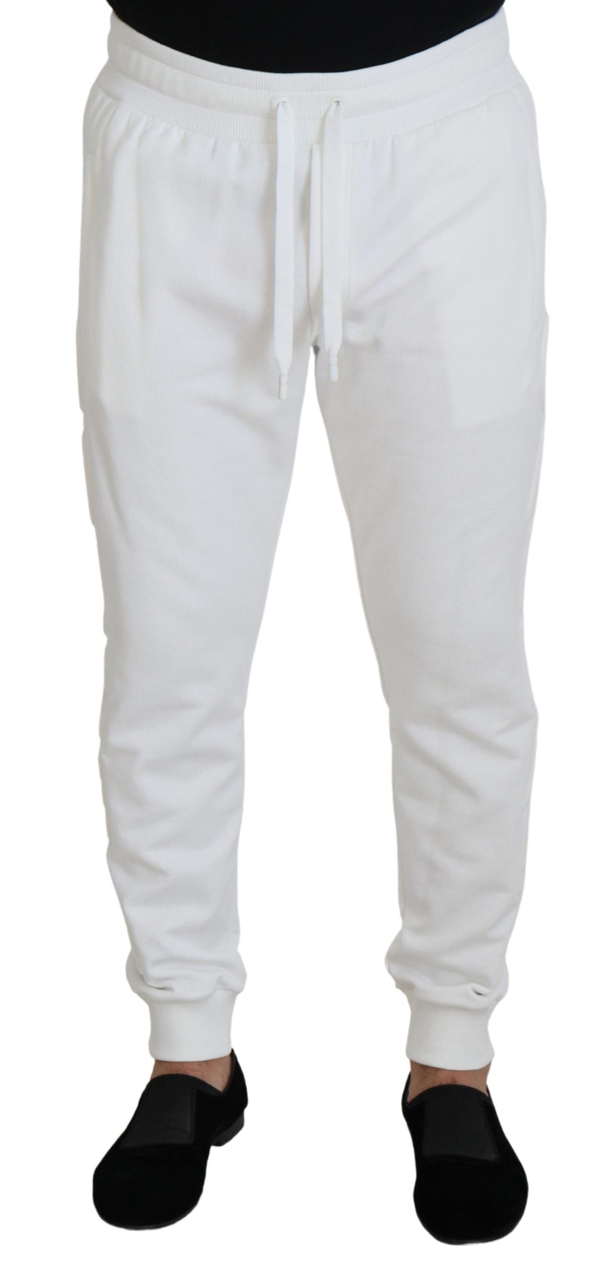 Dolce & Gabbana Weiße Sport Logo Baumwoll-Sweatpants Hosen Hosen