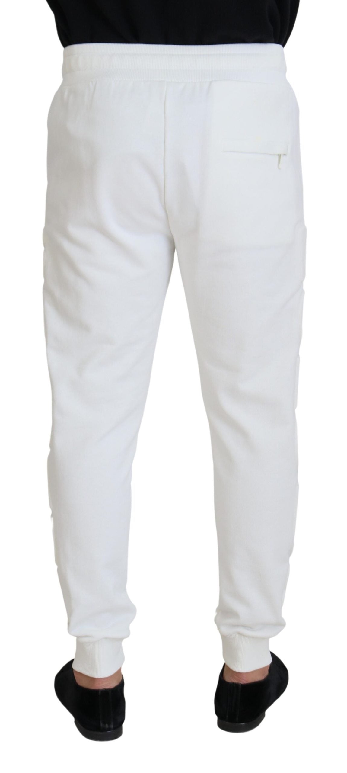 Dolce & Gabbana Weiße Sport Logo Baumwoll-Sweatpants Hosen Hosen