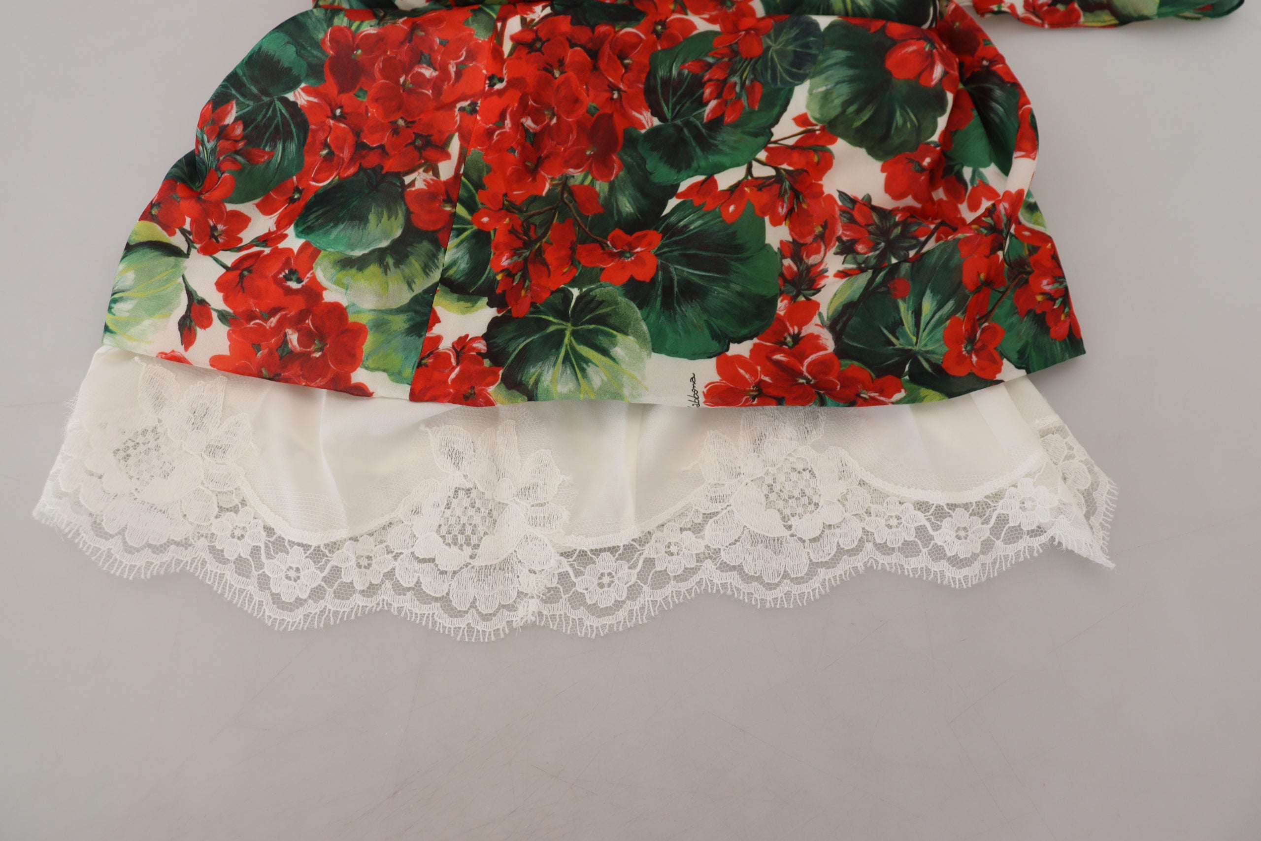 Dolce & Gabbana Multicolor Geranium Seidenmantel Midikleid