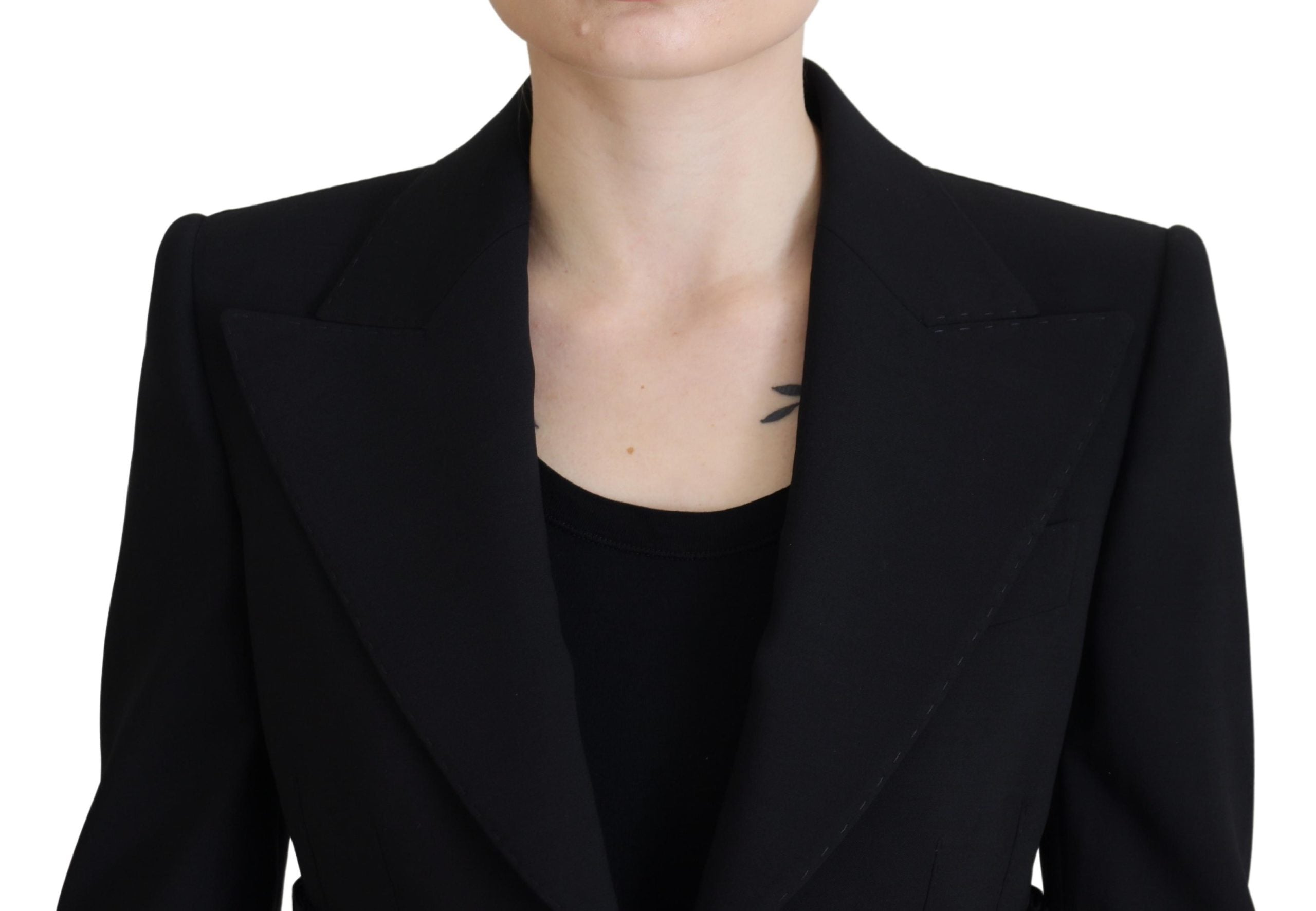 Dolce & Gabbana Schwarzer einreihig geschnittener Blazer Wolljacke