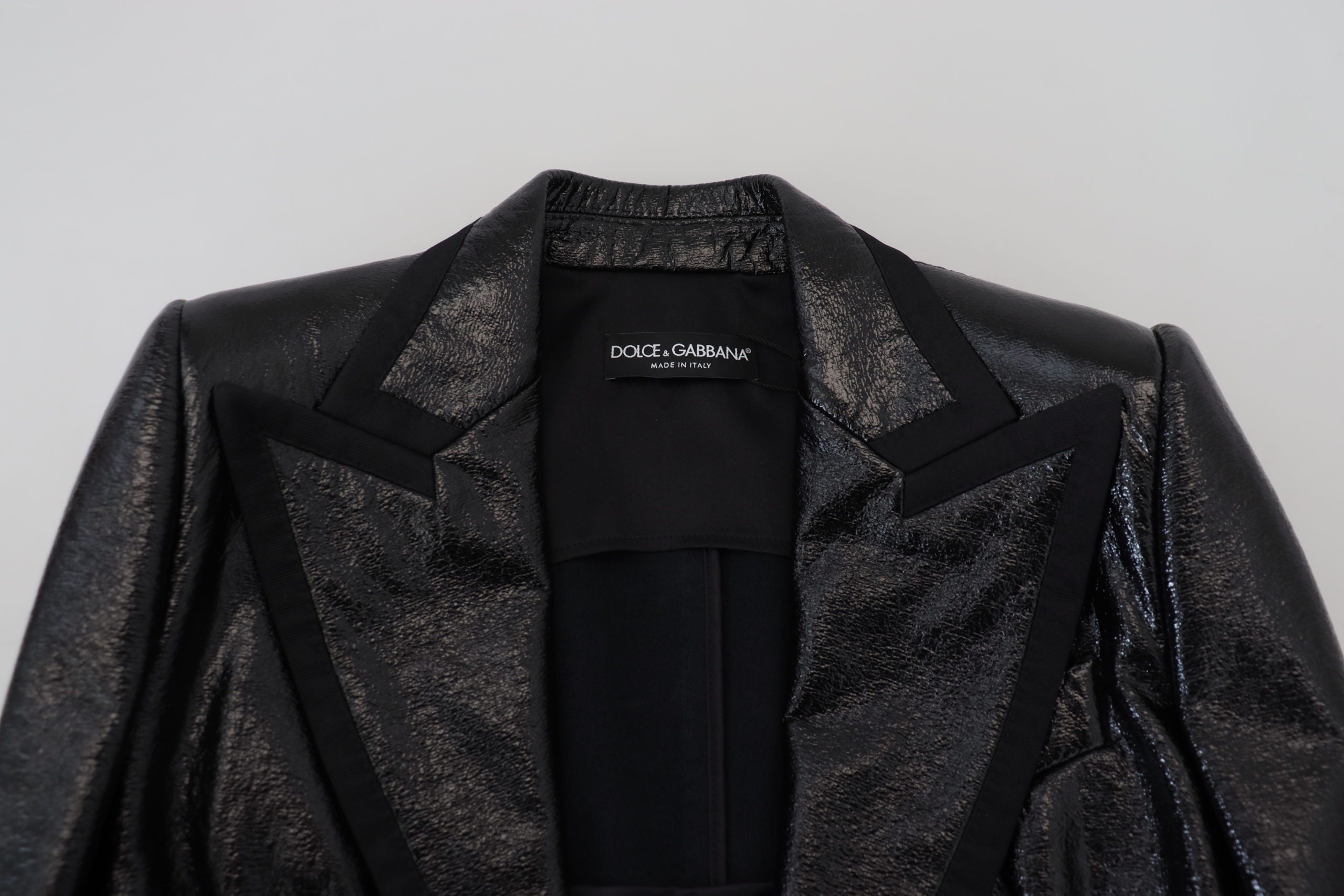Dolce & Gabbana Schwarzer Langarm-Crop-Blazer Baumwolljacke