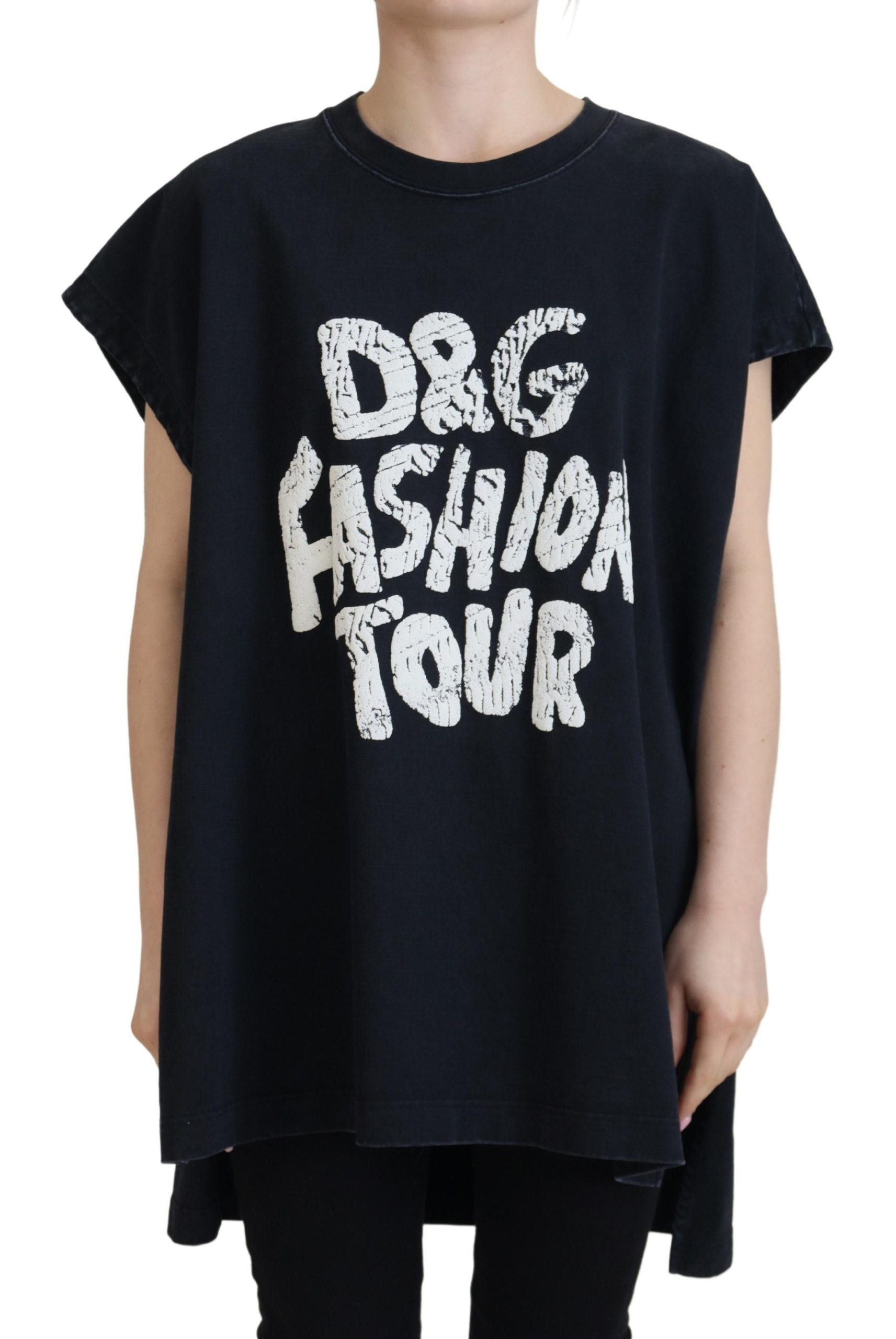 Dolce & Gabbana Schwarzes D&G Fashion Baumwoll-T-Shirt mit Rundhalsausschnitt