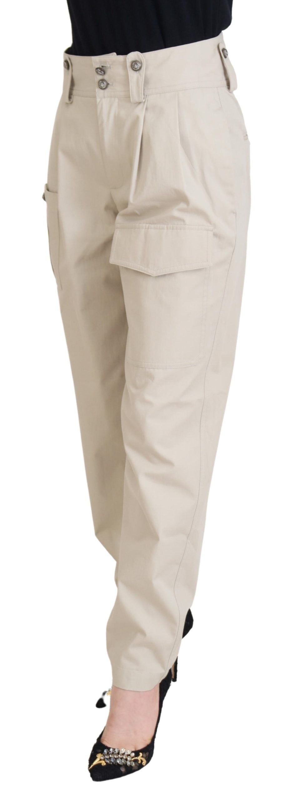 Dolce & Gabbana Beige Hochtaillierte Damenhosen