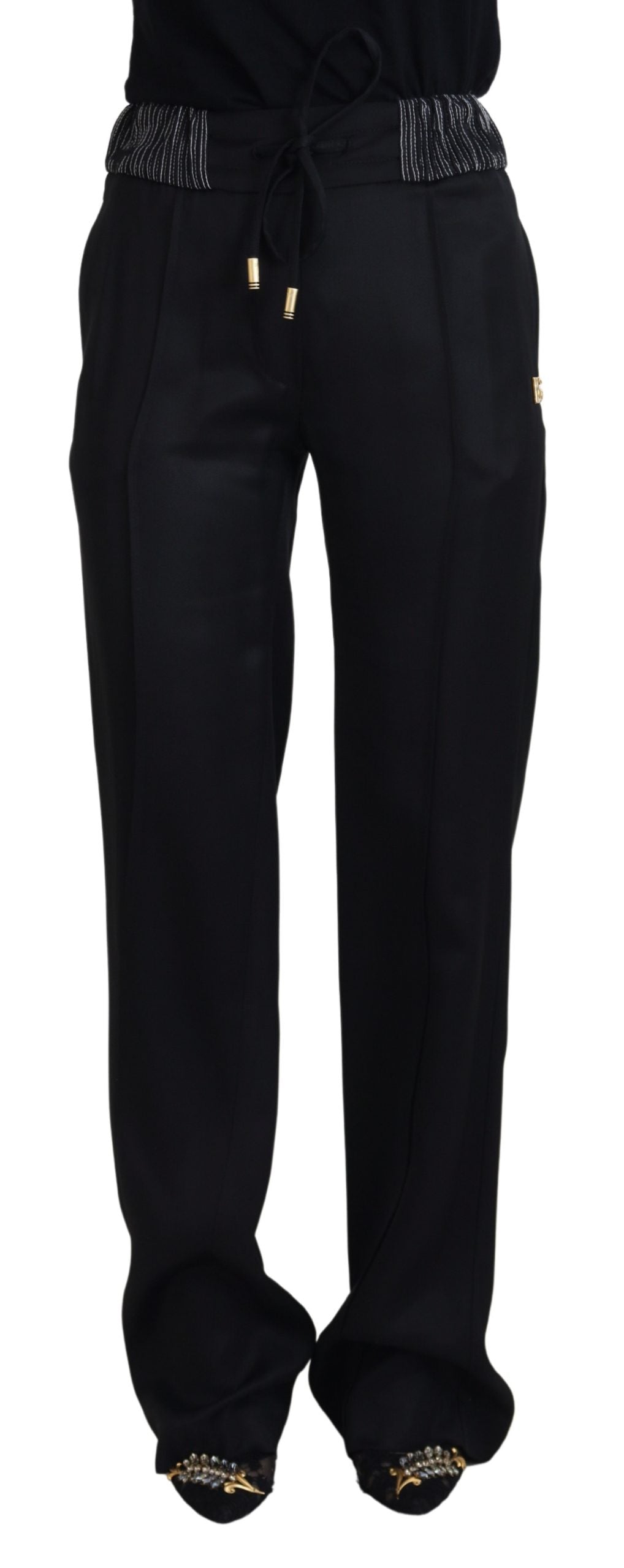 Dolce & Gabbana Schwarze Straight Fit Baumwollhosen