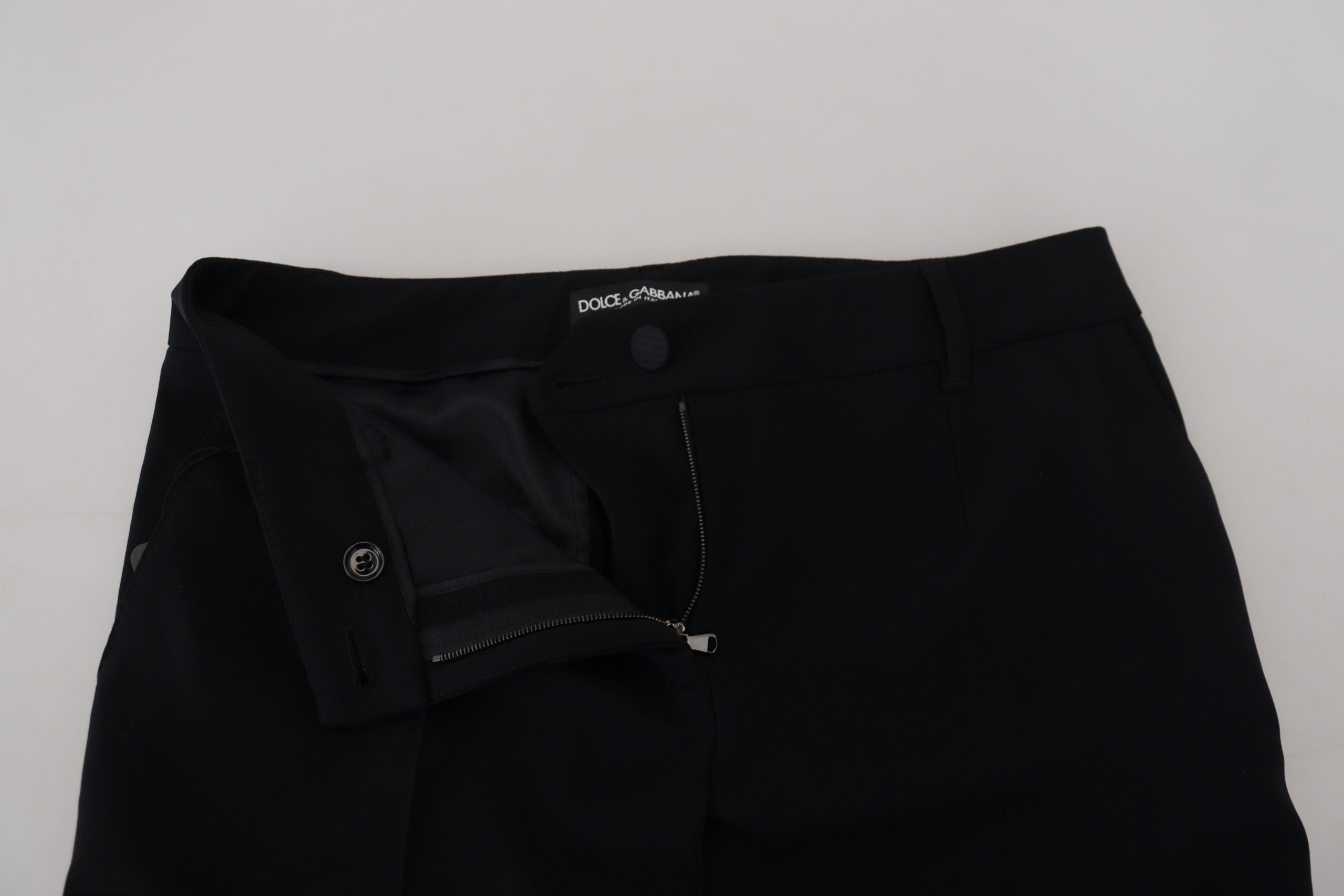 Dolce & Gabbana Schwarze konisch zulaufende Damen-Wollhosen