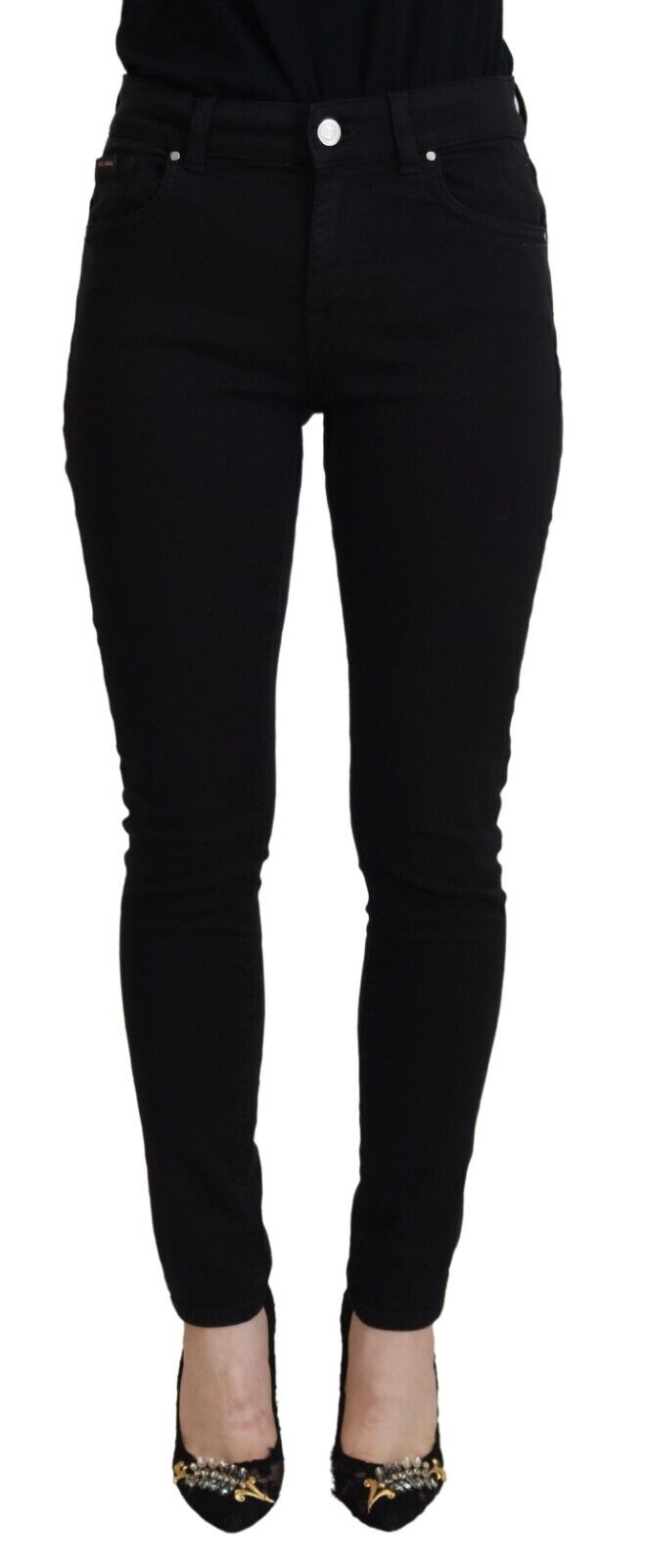 Dolce & Gabbana Schwarze Baumwolljeans mit hoher Taille aus lässigem Denim