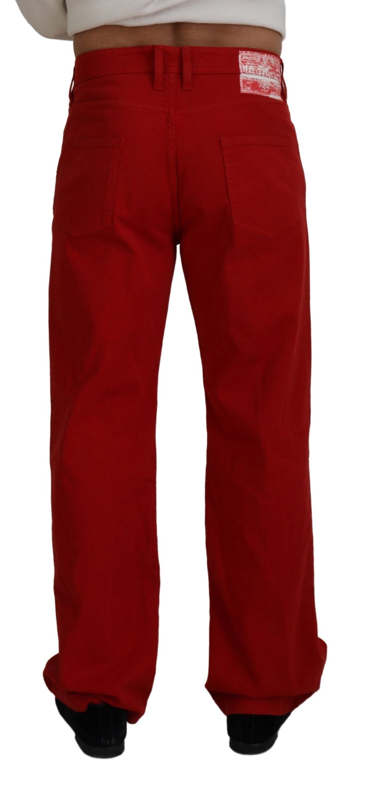 Dolce & Gabbana Rote Baumwolle Straight Fit Herren Denim Jeans