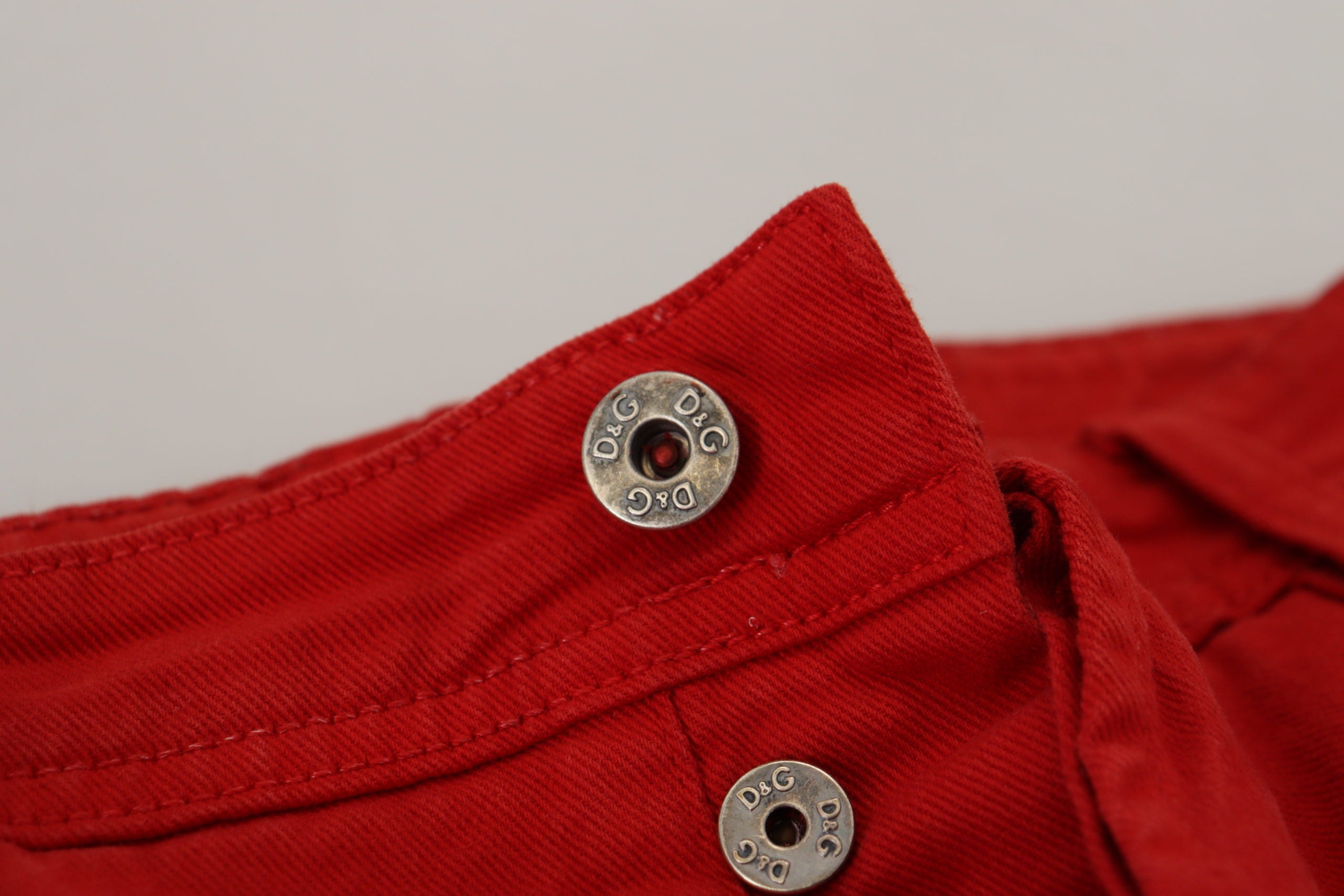 Dolce & Gabbana Rote Baumwolle Straight Fit Herren Denim Jeans