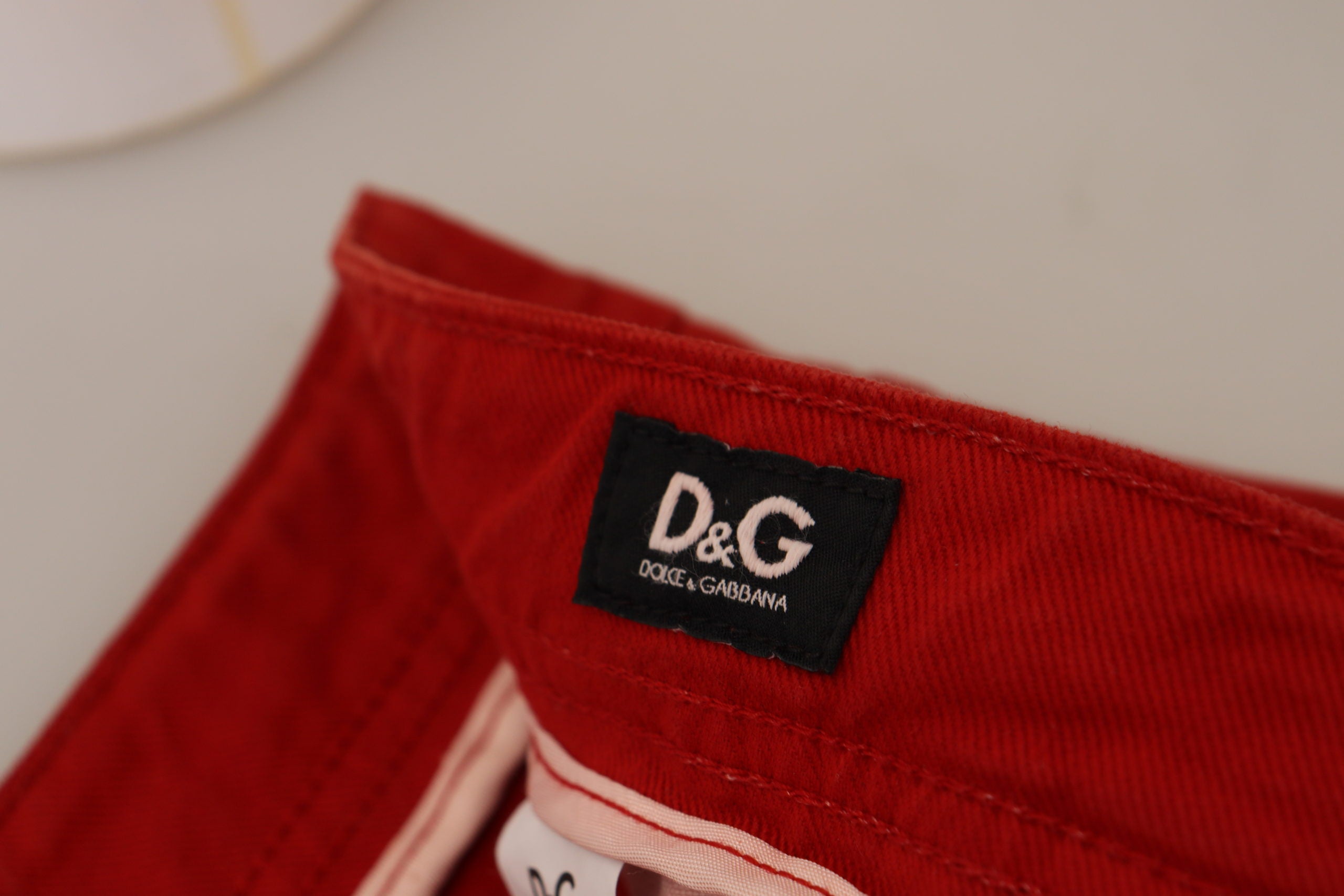 Dolce & Gabbana Rote Baumwolle Straight Fit Herren Denim Jeans