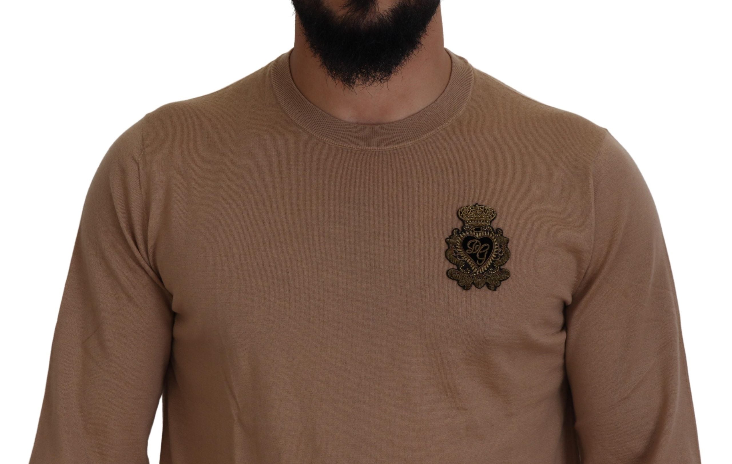 Dolce & Gabbana Beigefarbener Kaschmir-Kronen-Logo-Pullover