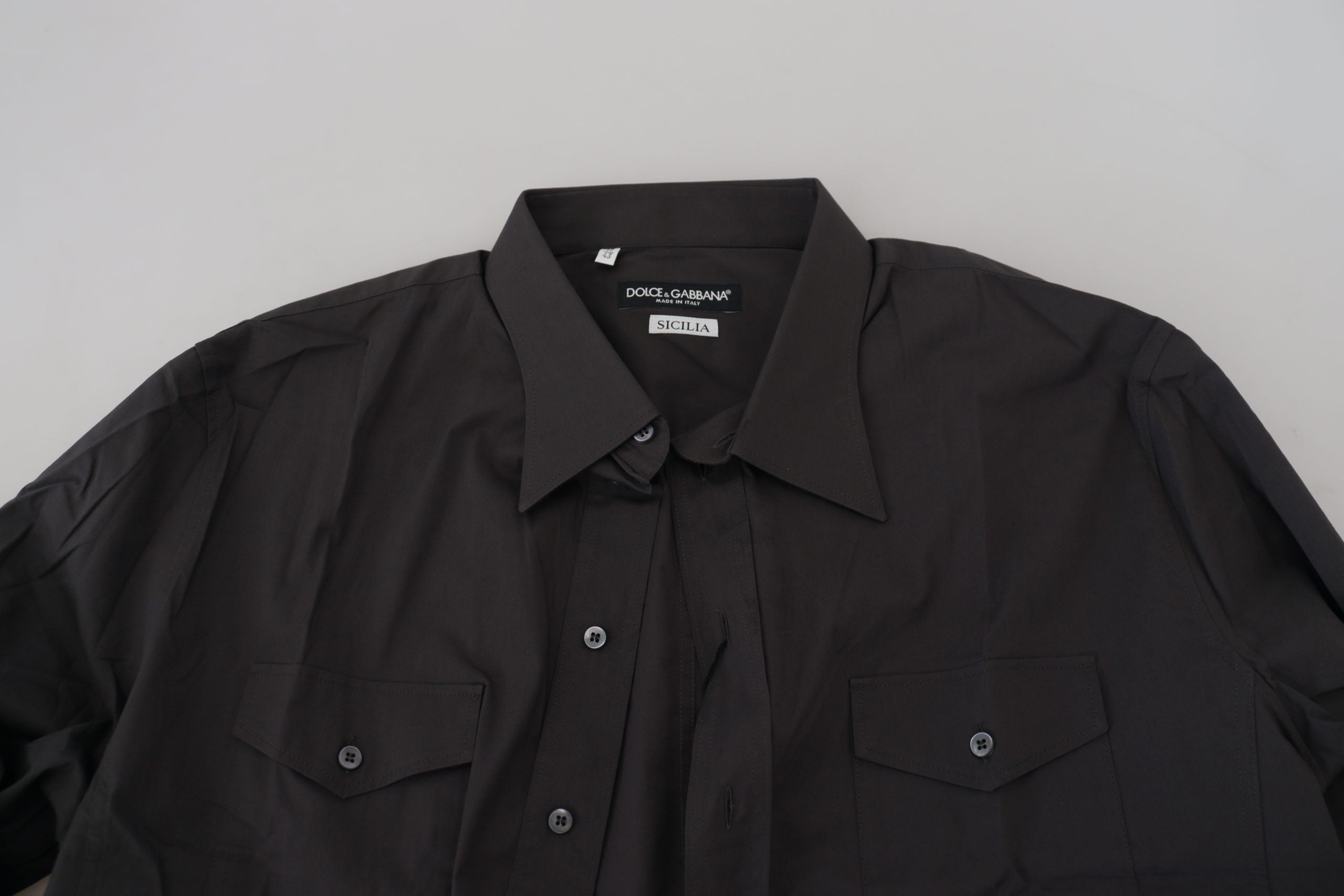 Dolce & Gabbana Graues SICILIA Slim Fit Stretch-Hemd
