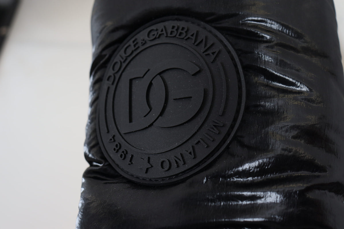 Dolce & Gabbana Schwarze Stiefel Gepolsterte Mittlere Wade Winterschuhe