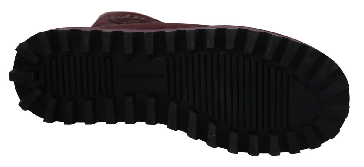Dolce & Gabbana Bordeaux Nylonstiefel Gepolsterte Halbschuhe