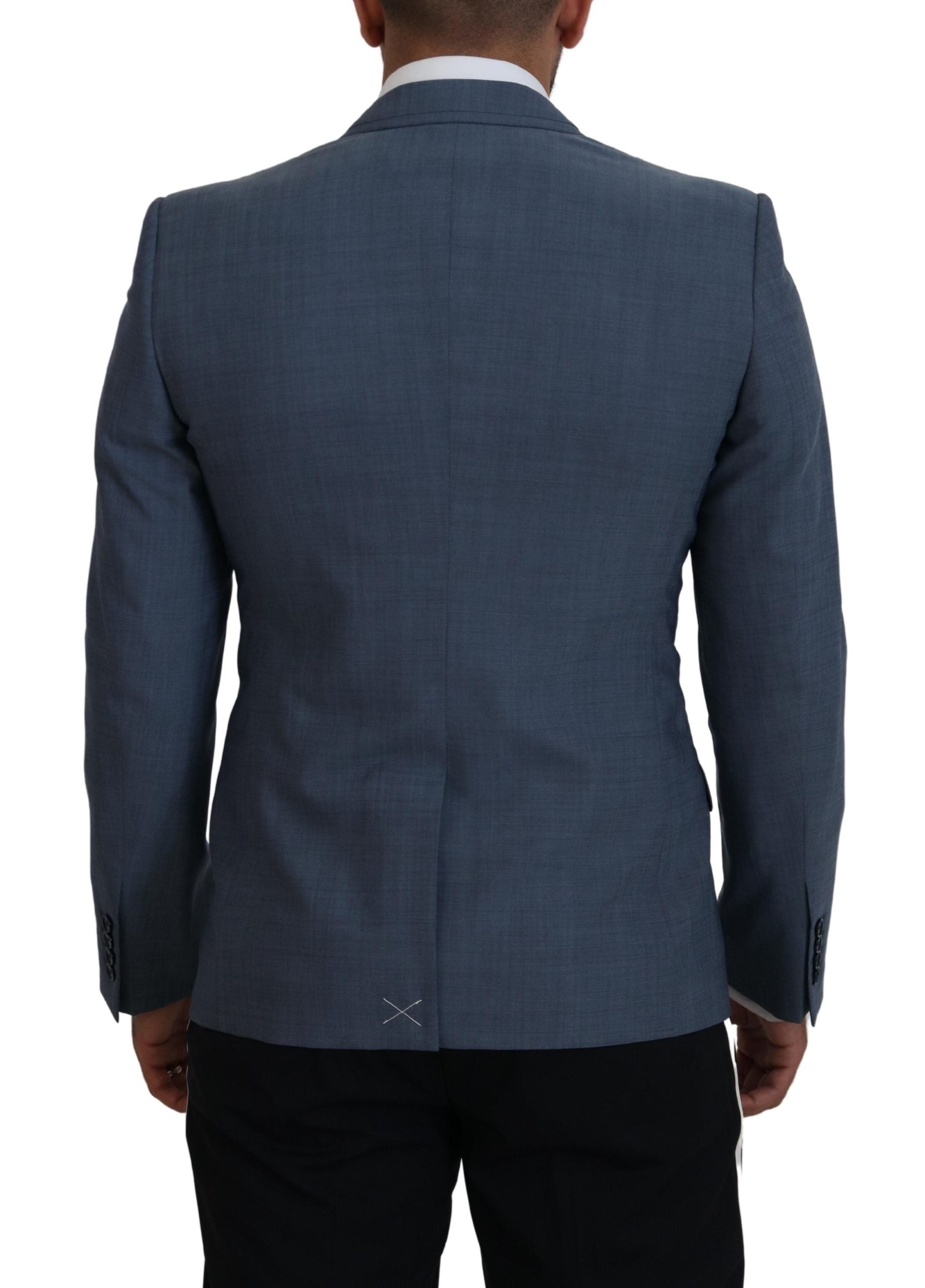 Dolce & Gabbana Blauer Woll-Stretch-Slim-Fit-Jacke Blazer