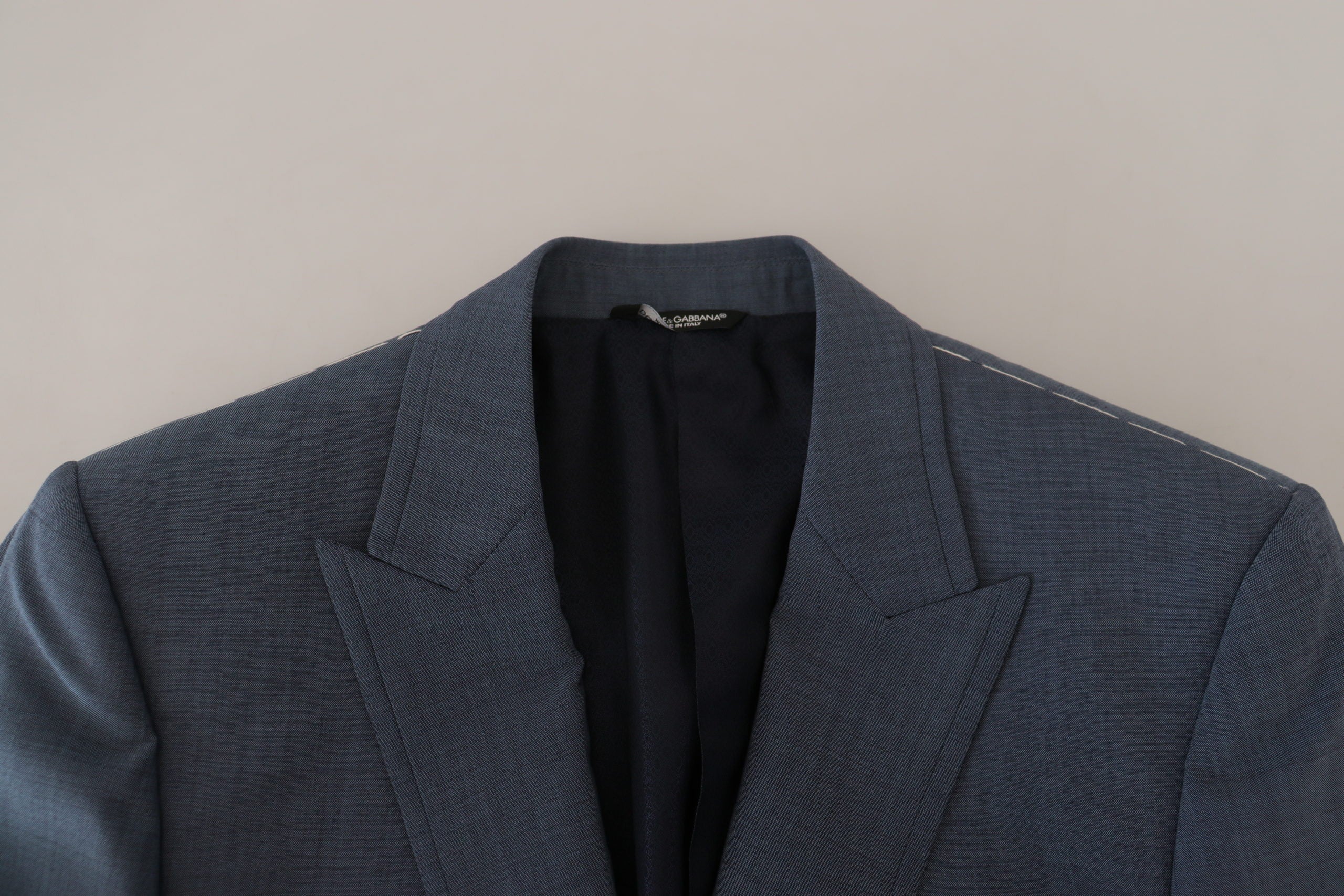 Dolce & Gabbana Blauer Woll-Stretch-Slim-Fit-Jacke Blazer
