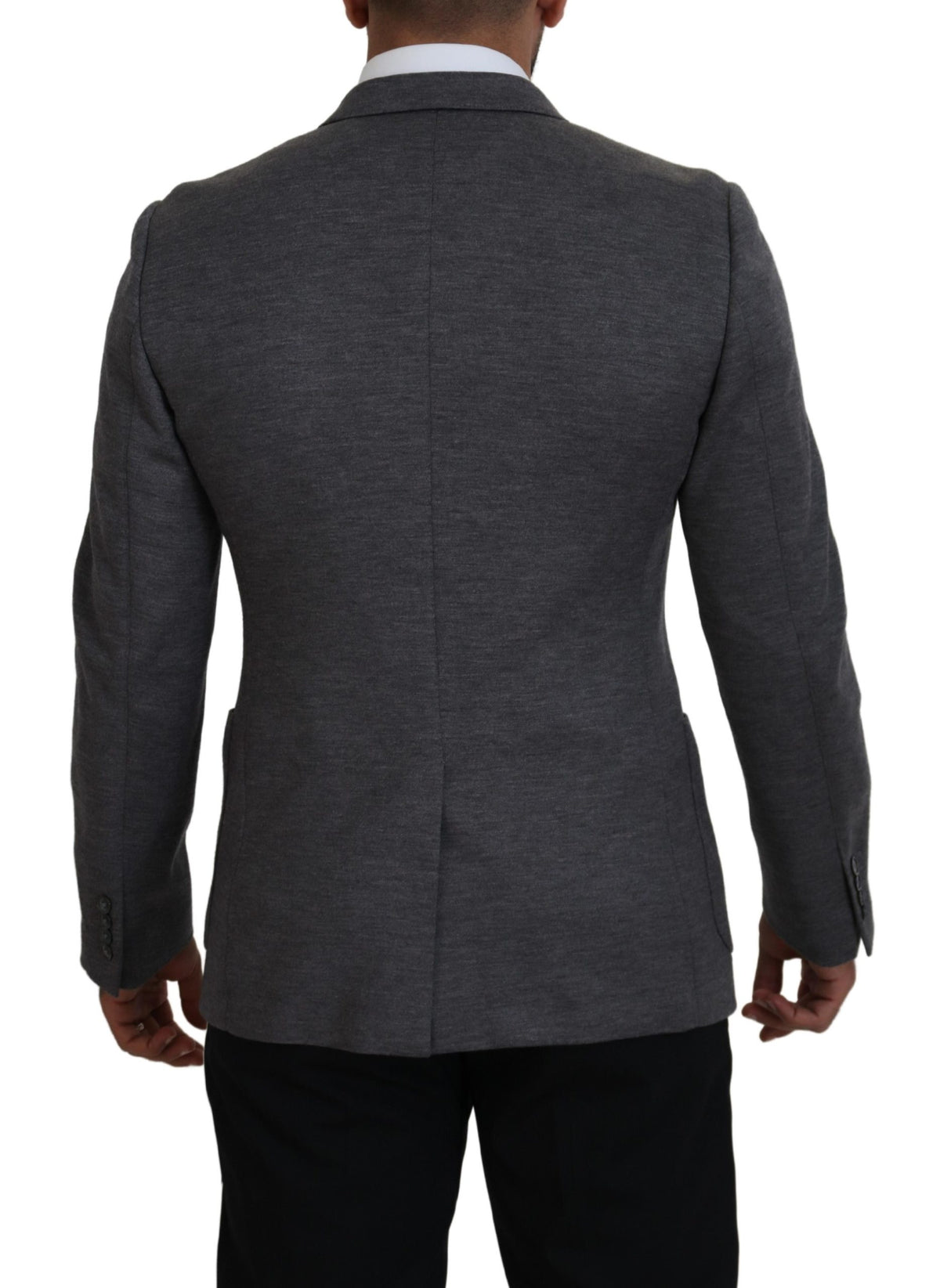 Dolce & Gabbana Graue Wolle Stretch Slim Fit Jacke Blazer
