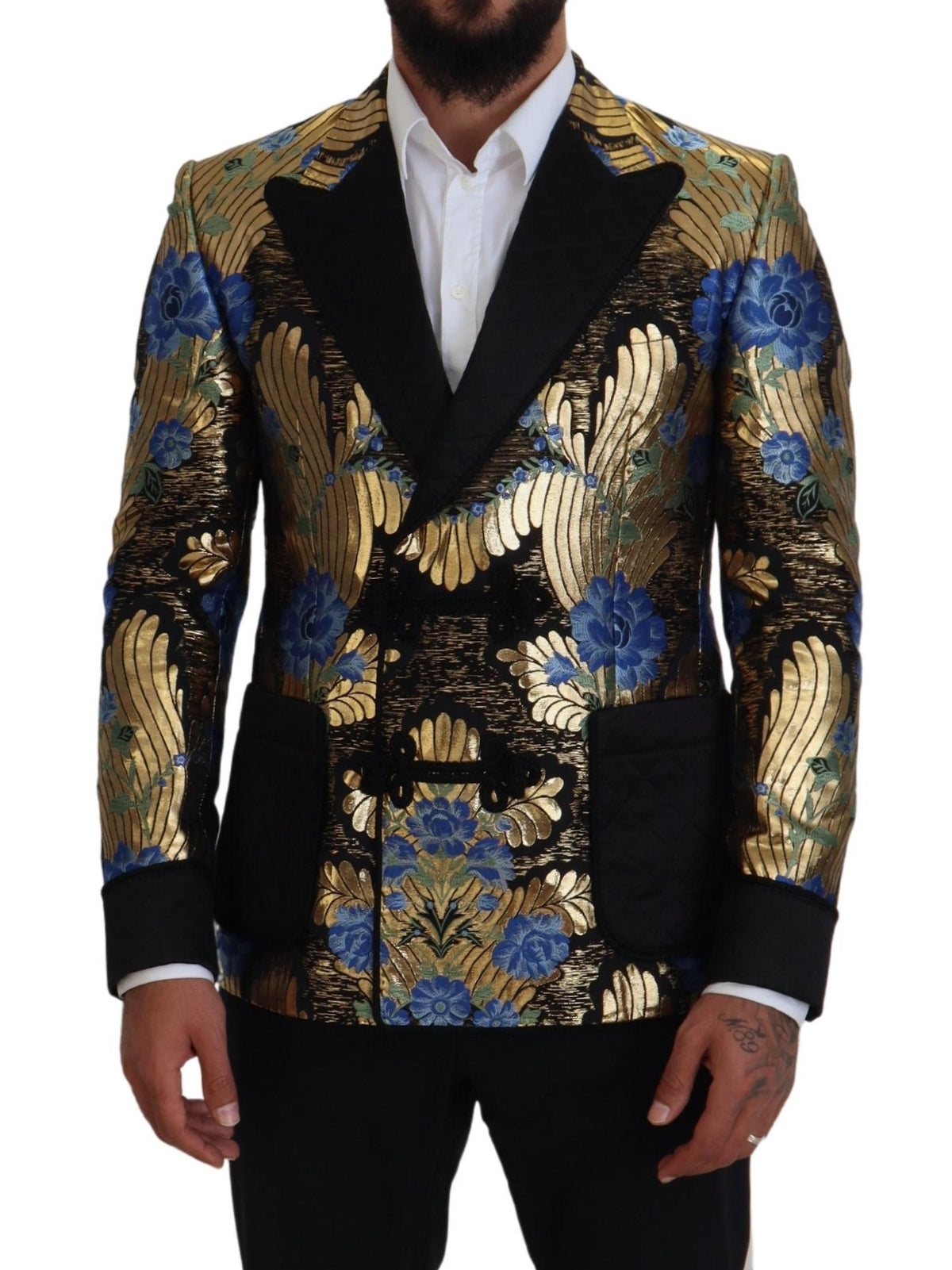 Dolce & Gabbana Gold Lurex Zweireiher Jacke Blazer
