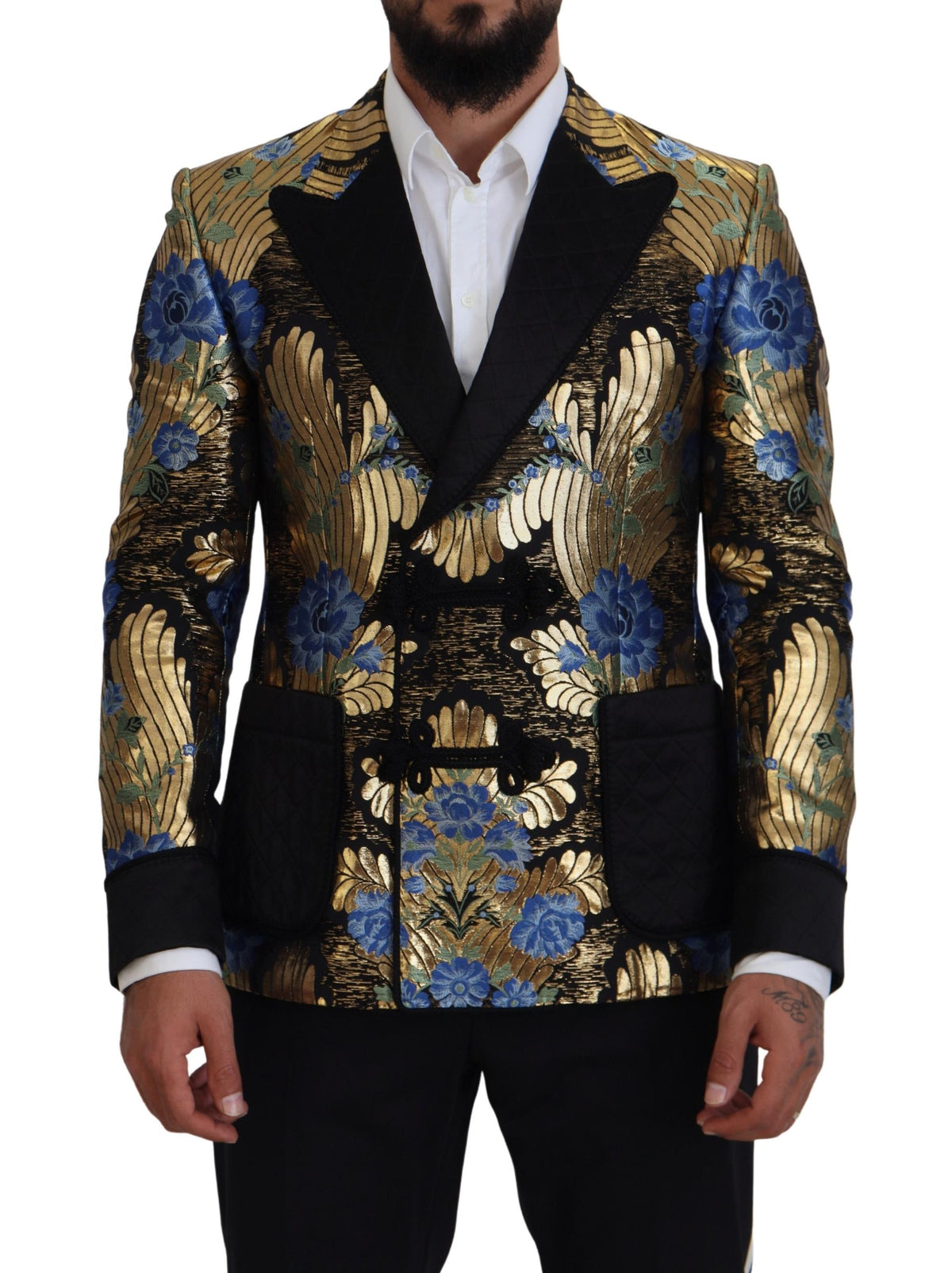 Dolce & Gabbana Gold Lurex Zweireiher Jacke Blazer