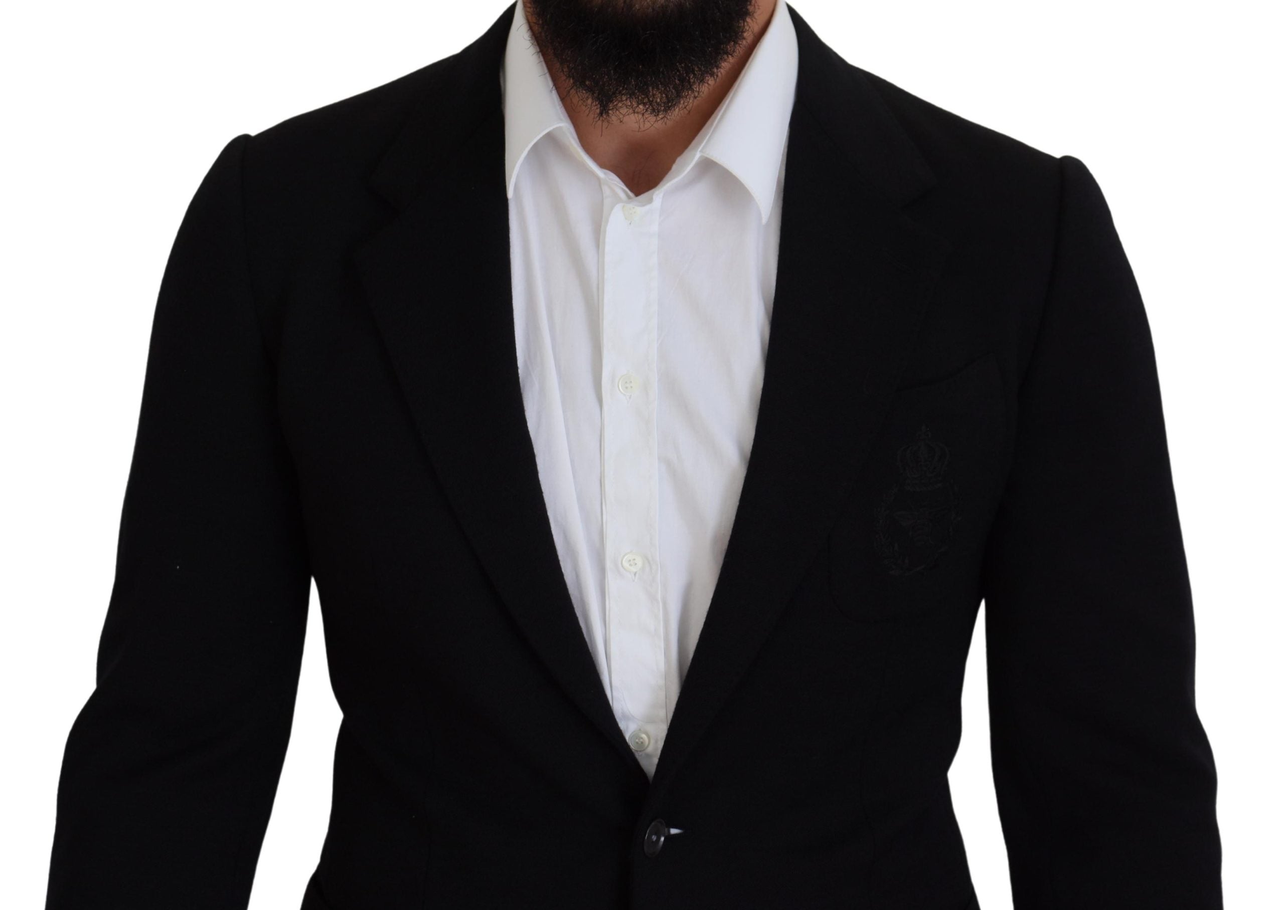 Dolce & Gabbana Schwarze Wollkrone Slim Fit Jacke Blazer