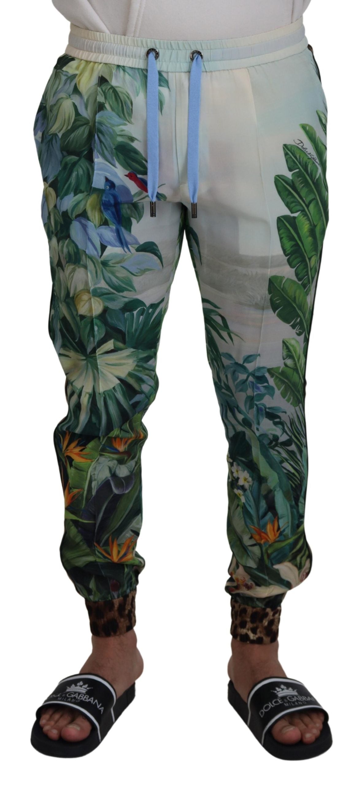 Dolce & Gabbana Weiße Jogginghose mit Blumenmuster für Männer
