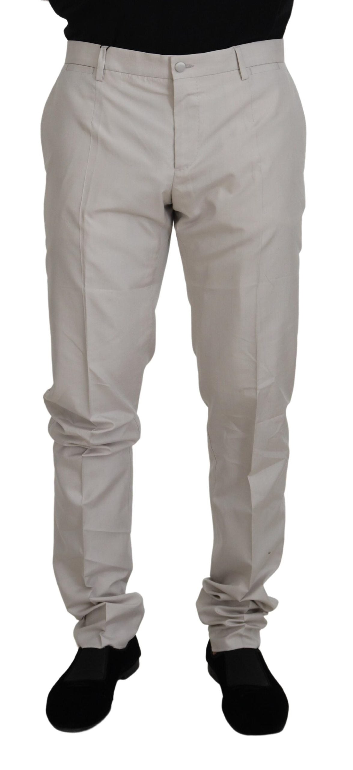 Dolce & Gabbana Mitteltaillierte Chino-Hose aus weißer Seide