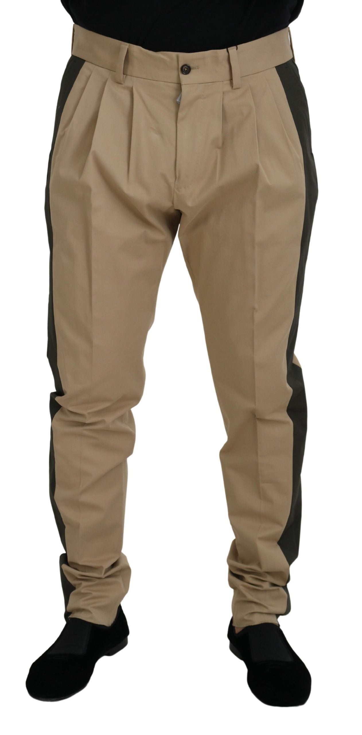 Dolce & Gabbana Braun Schwarz Baumwolle Chino Männer Hosen