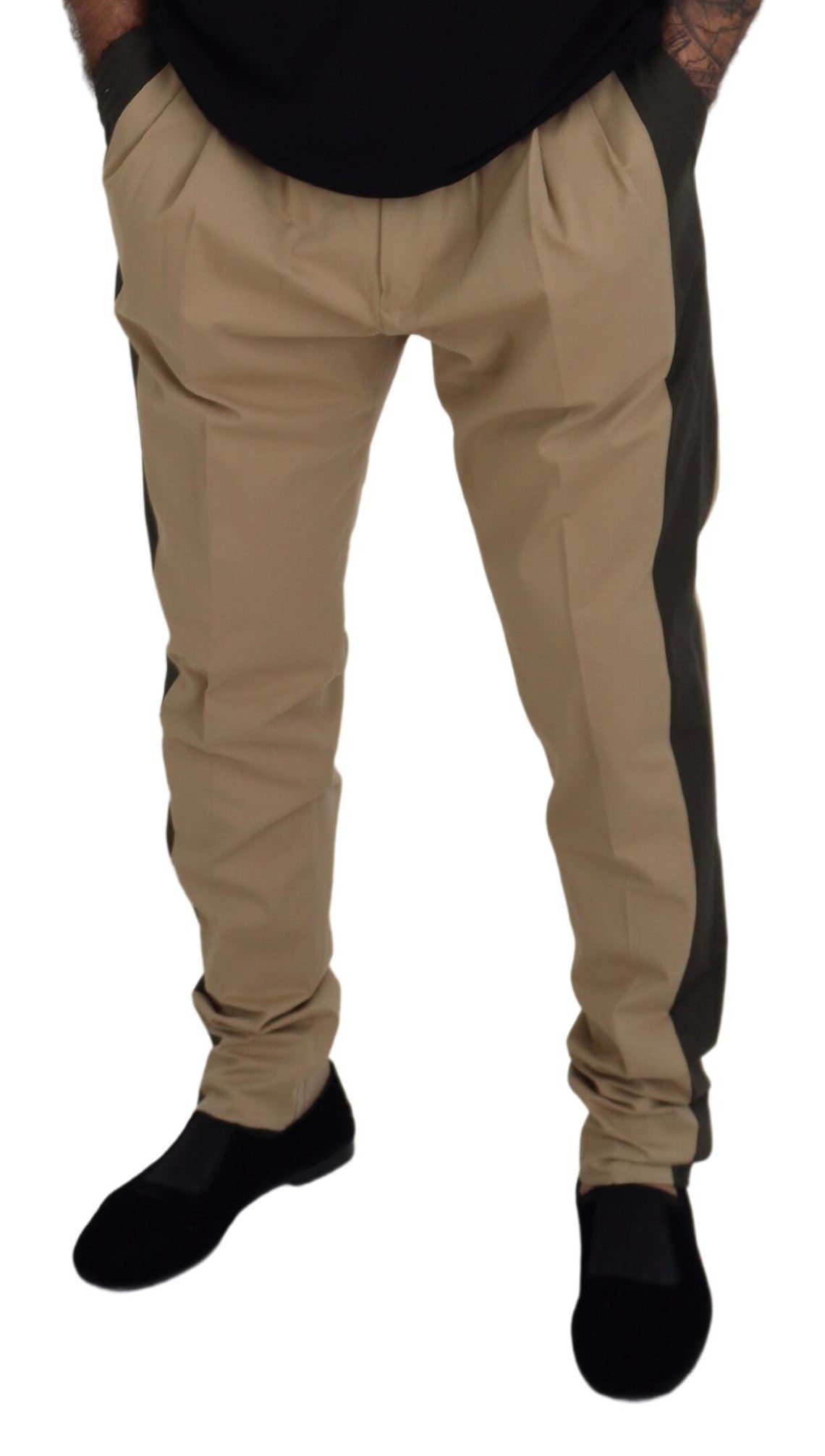 Dolce & Gabbana Braun Schwarz Baumwolle Chino Männer Hosen