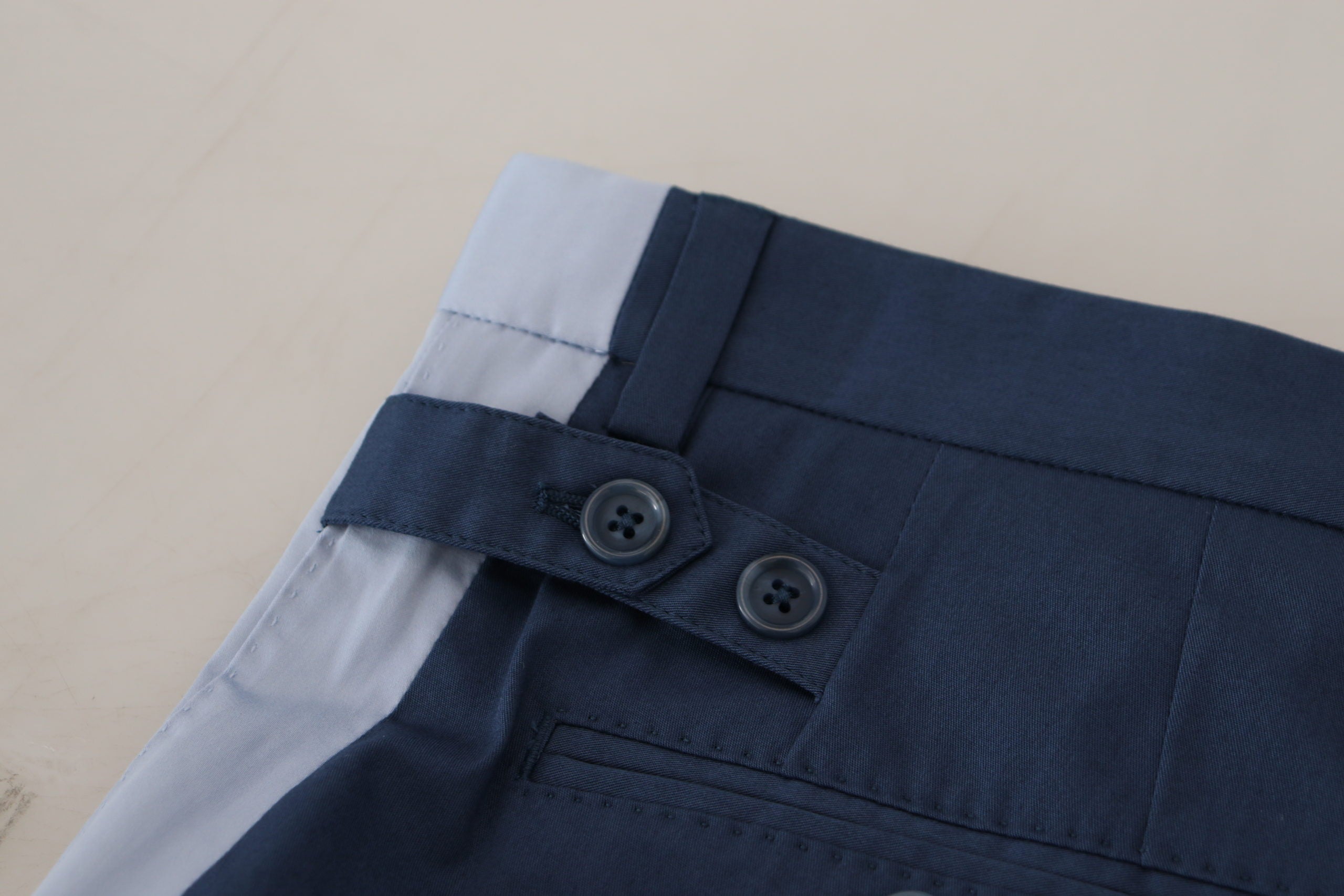 Dolce & Gabbana Blaue Baumwolle Straight Fit Hose