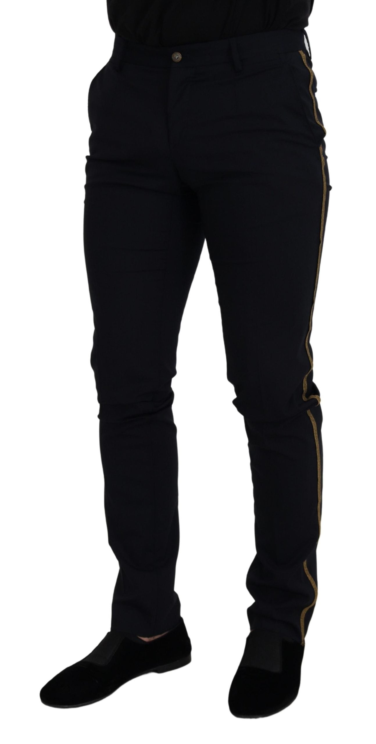 Dolce & Gabbana Schmale formelle Hose aus schwarzer Wolle