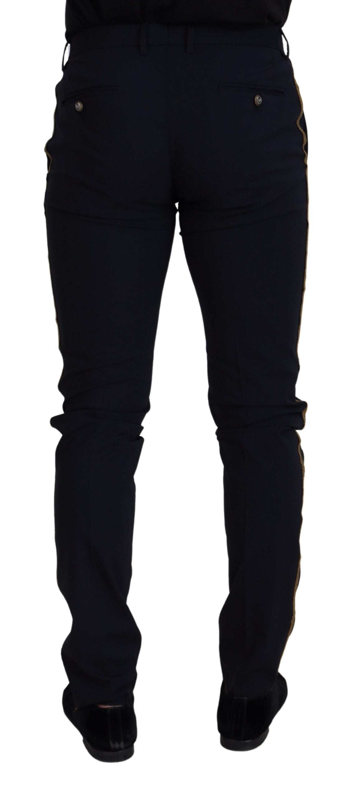 Dolce & Gabbana Schmale formelle Hose aus schwarzer Wolle