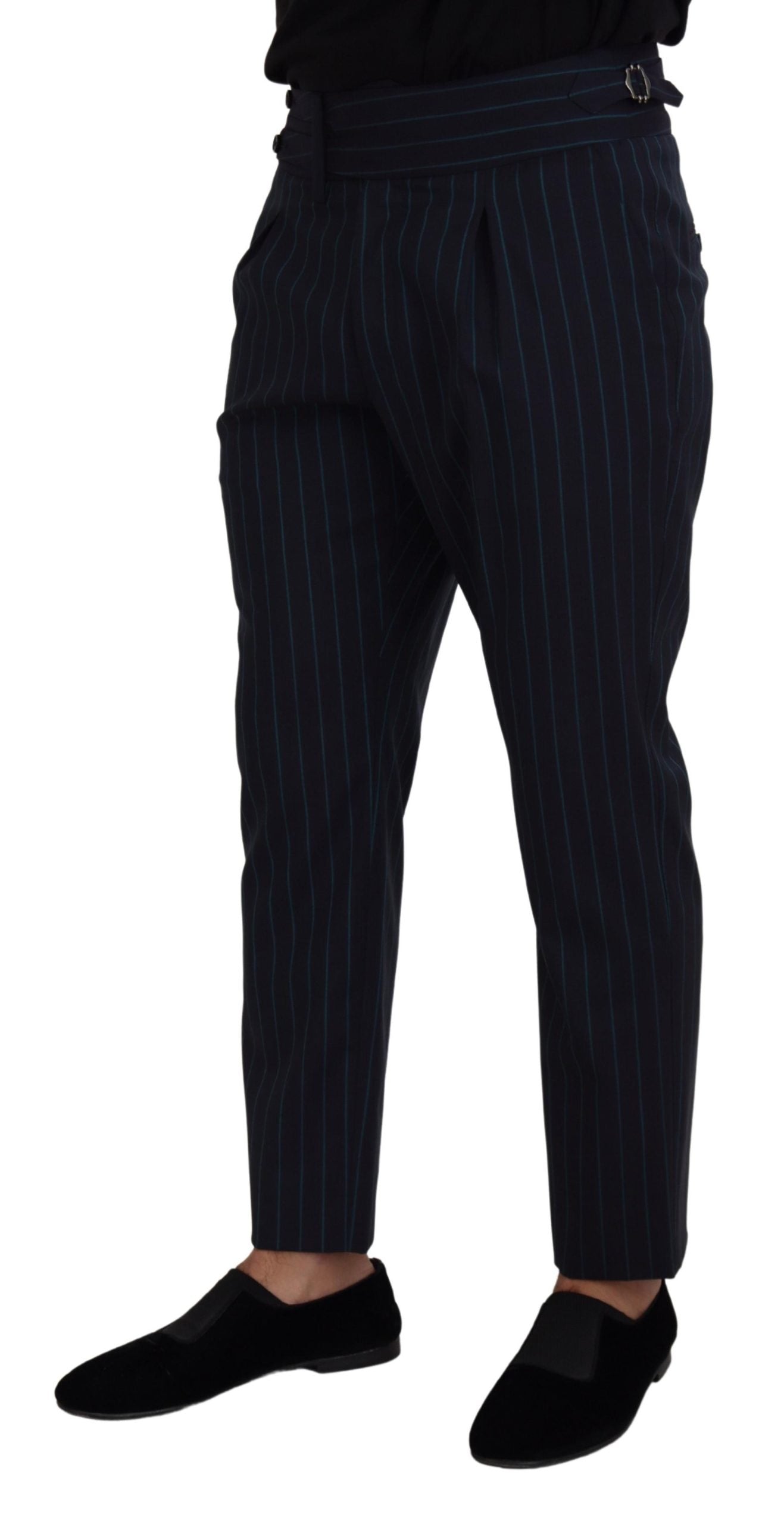 Dolce & Gabbana Blau gestreifte Herren Formal Hosen