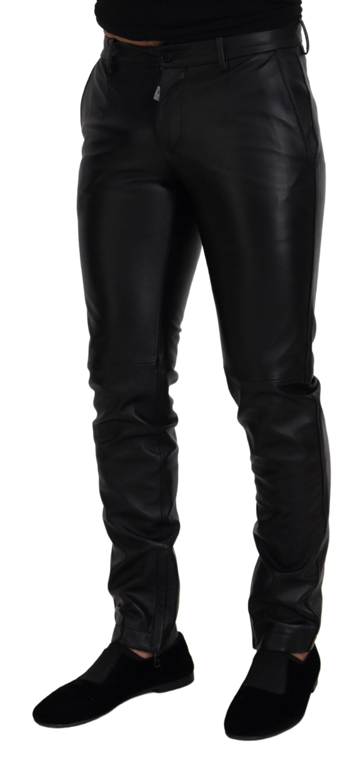Dolce & Gabbana Schwarze glänzende Stretch-Skinny-Hose