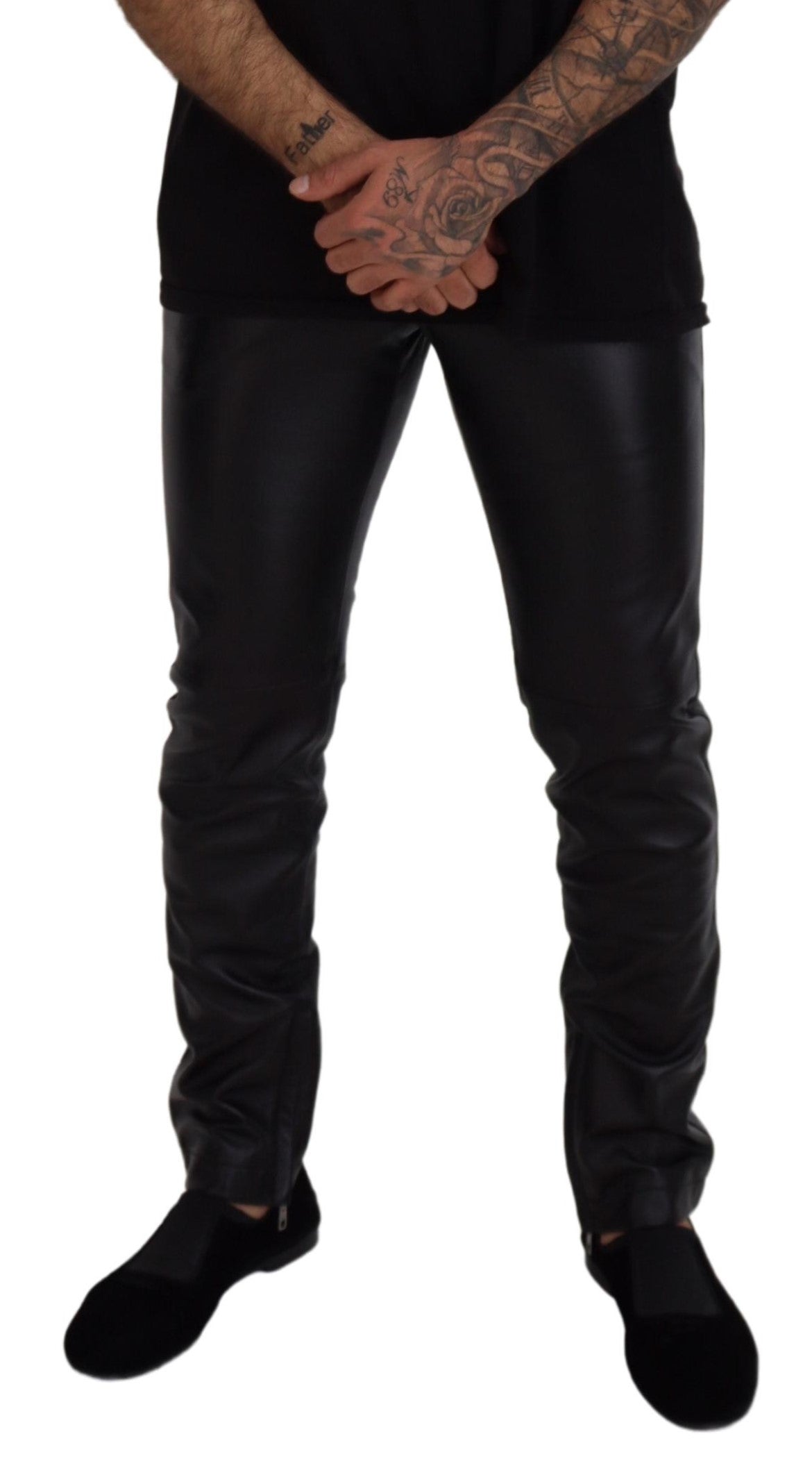 Dolce & Gabbana Schwarze glänzende Stretch-Skinny-Hose