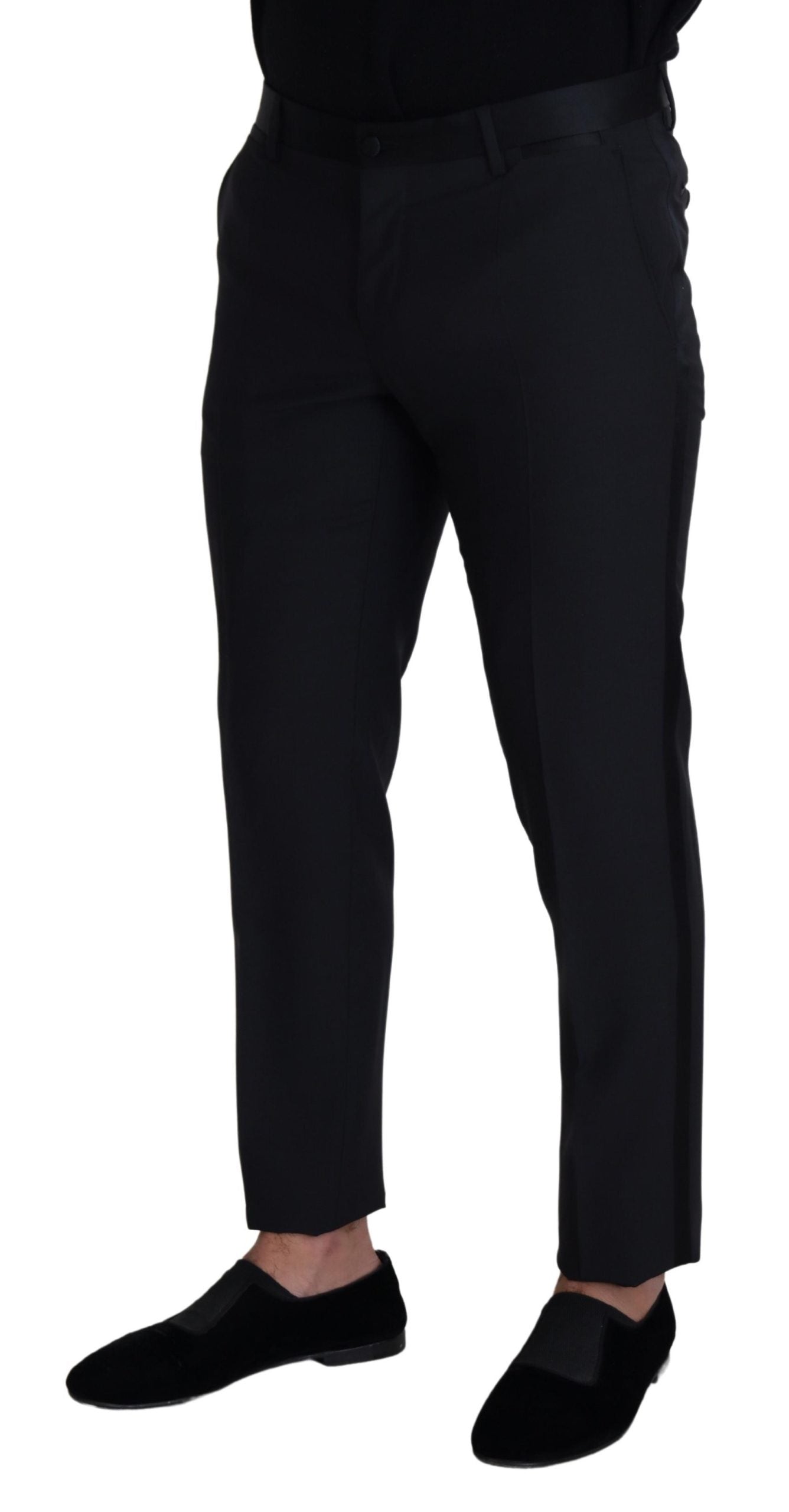 Dolce & Gabbana Schwarze Wolle Herren Formal Hosen